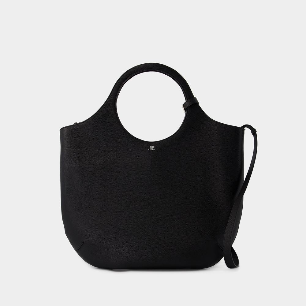 Courrèges Large Holy Handbag In Black