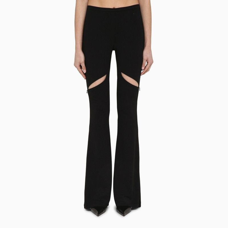 Courrèges Black Viscose Trousers With Cut Out In Burgundy