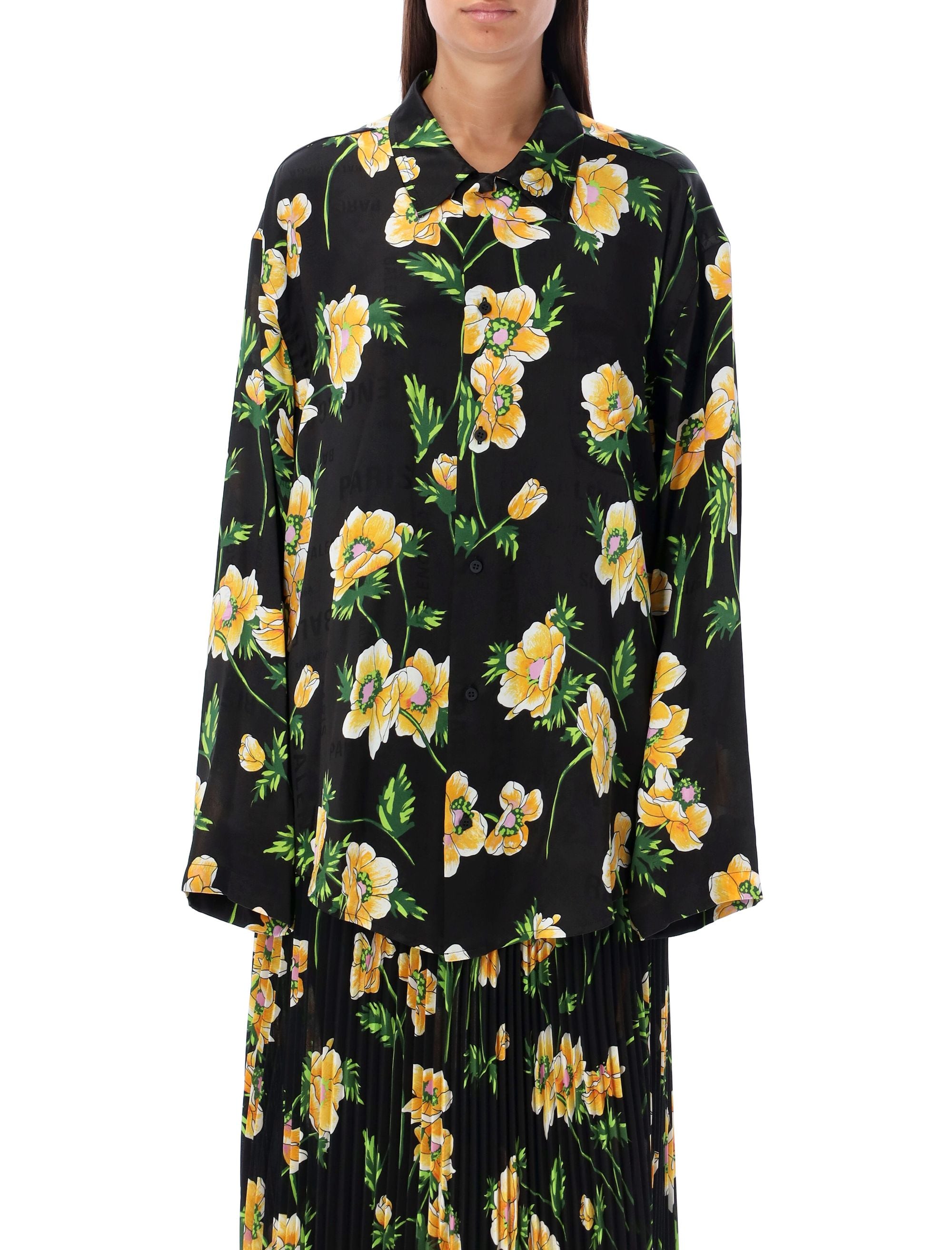 Shop Balenciaga Floral Silk Shirt For Women By  In Yellow
