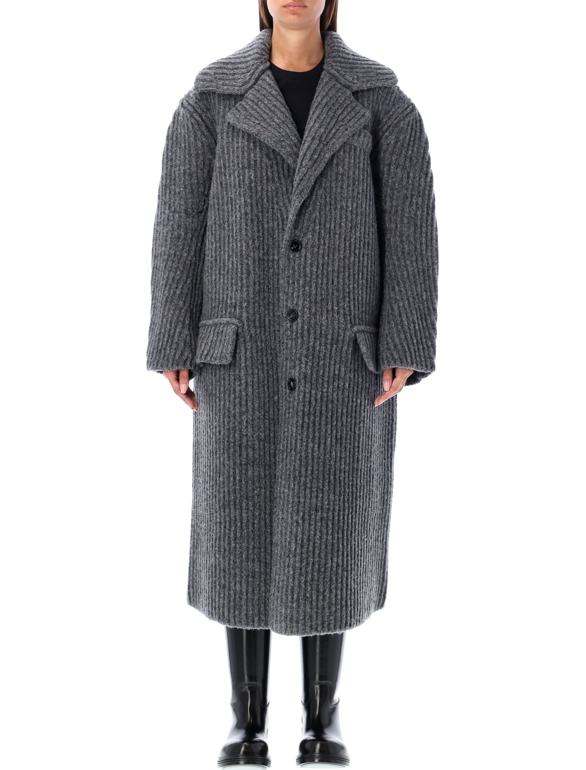 Bottega Veneta Grey Wool Knit Jacket For Women With Oversize Fit In Gray