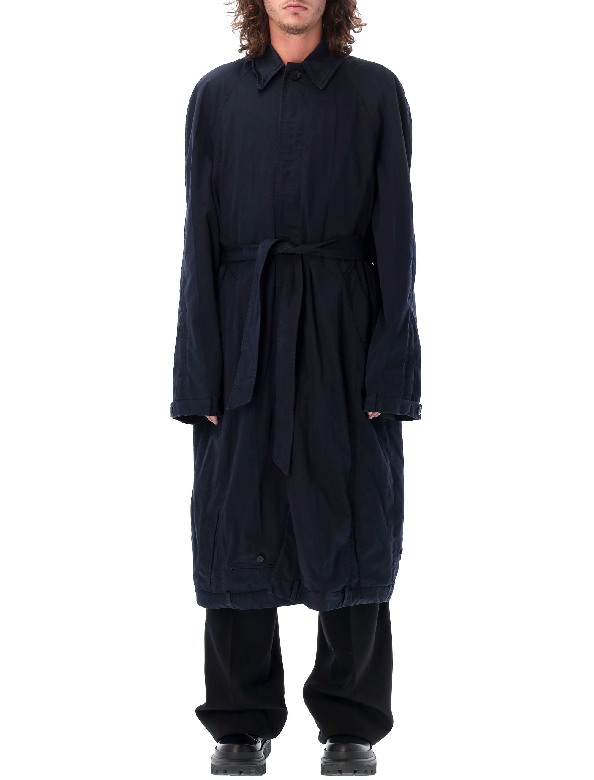 Shop Balenciaga Deconstructed Carcoat In Ink Navy For Men