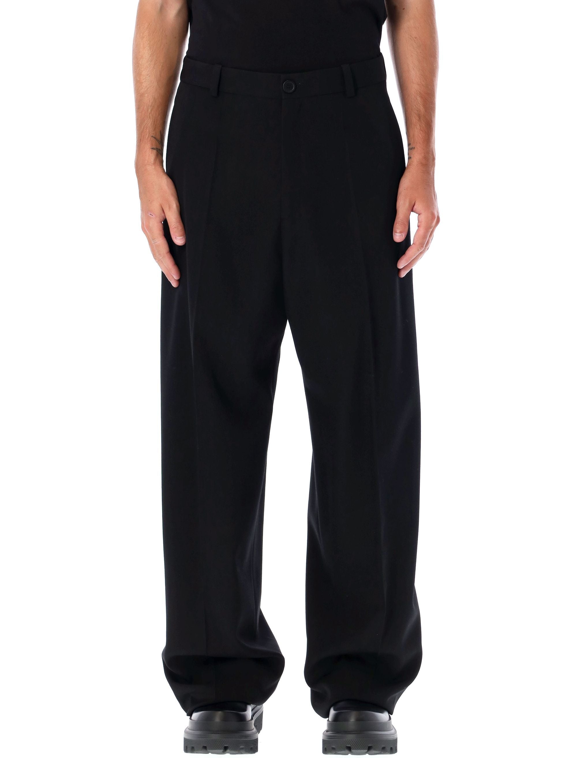 Shop Balenciaga Mid-waist Double Front Pants In Black For Men By
