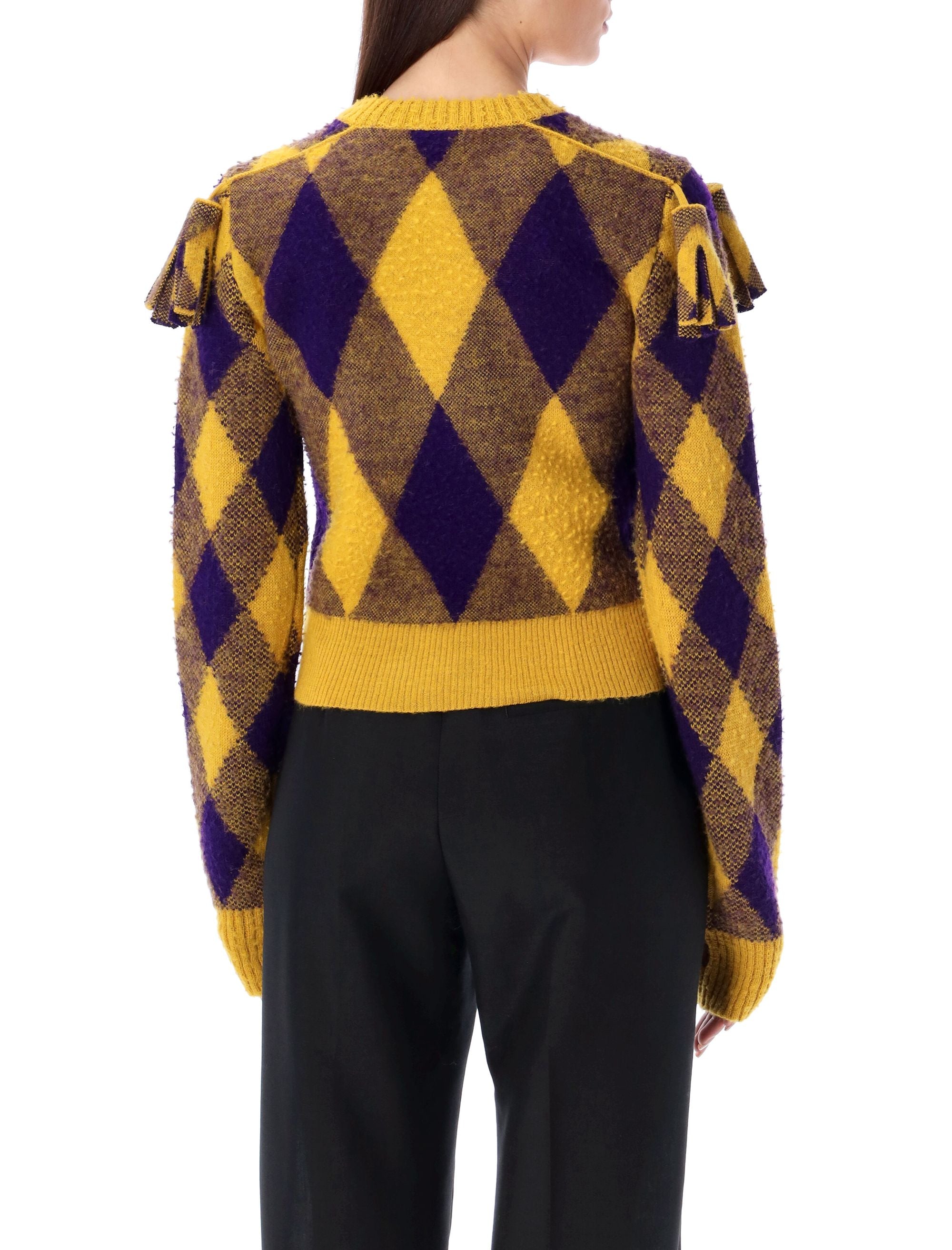 Shop Burberry Warm And Chic: Women's Argyle Wool Sweater In Yellow