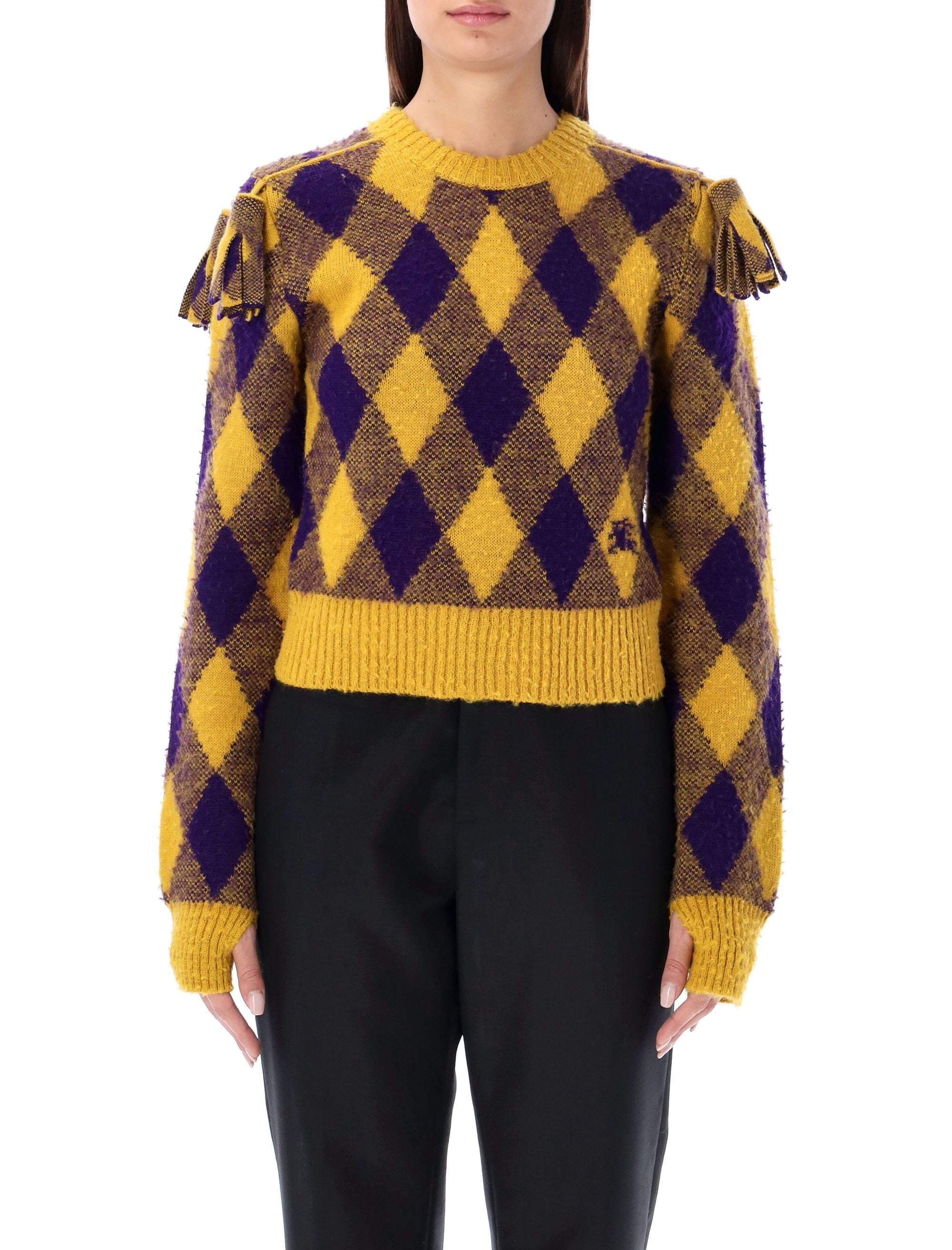 Shop Burberry Warm And Chic: Women's Argyle Wool Sweater In Yellow