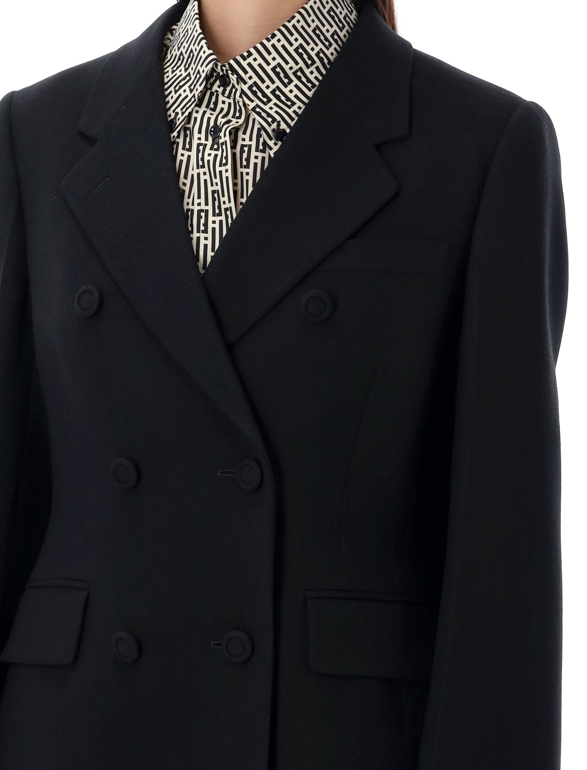 Shop Fendi Classic Double-breasted Wool Blazer In Black