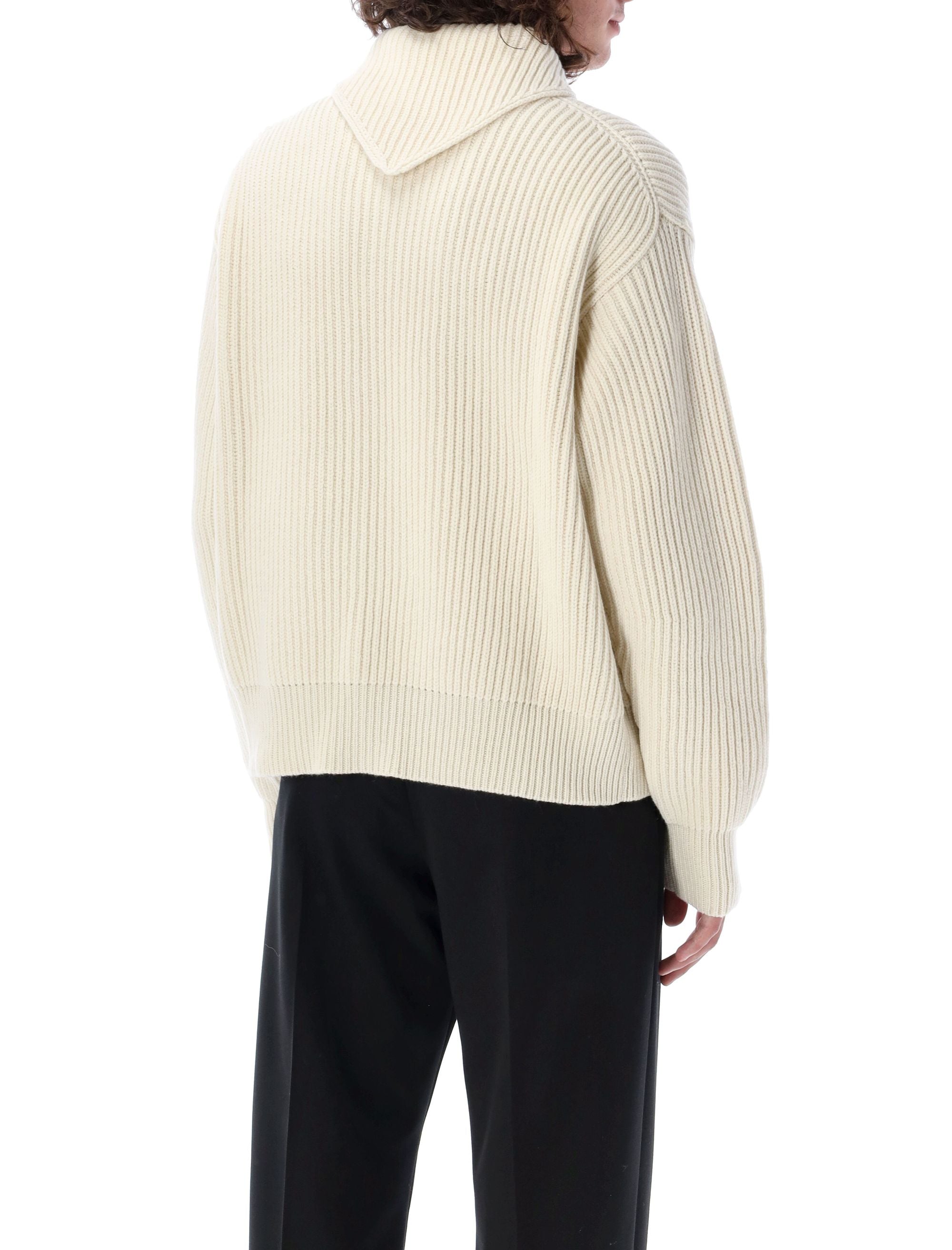 Shop Jil Sander Men's Hooded Natural Zip Sweater For Fw23 In Beige