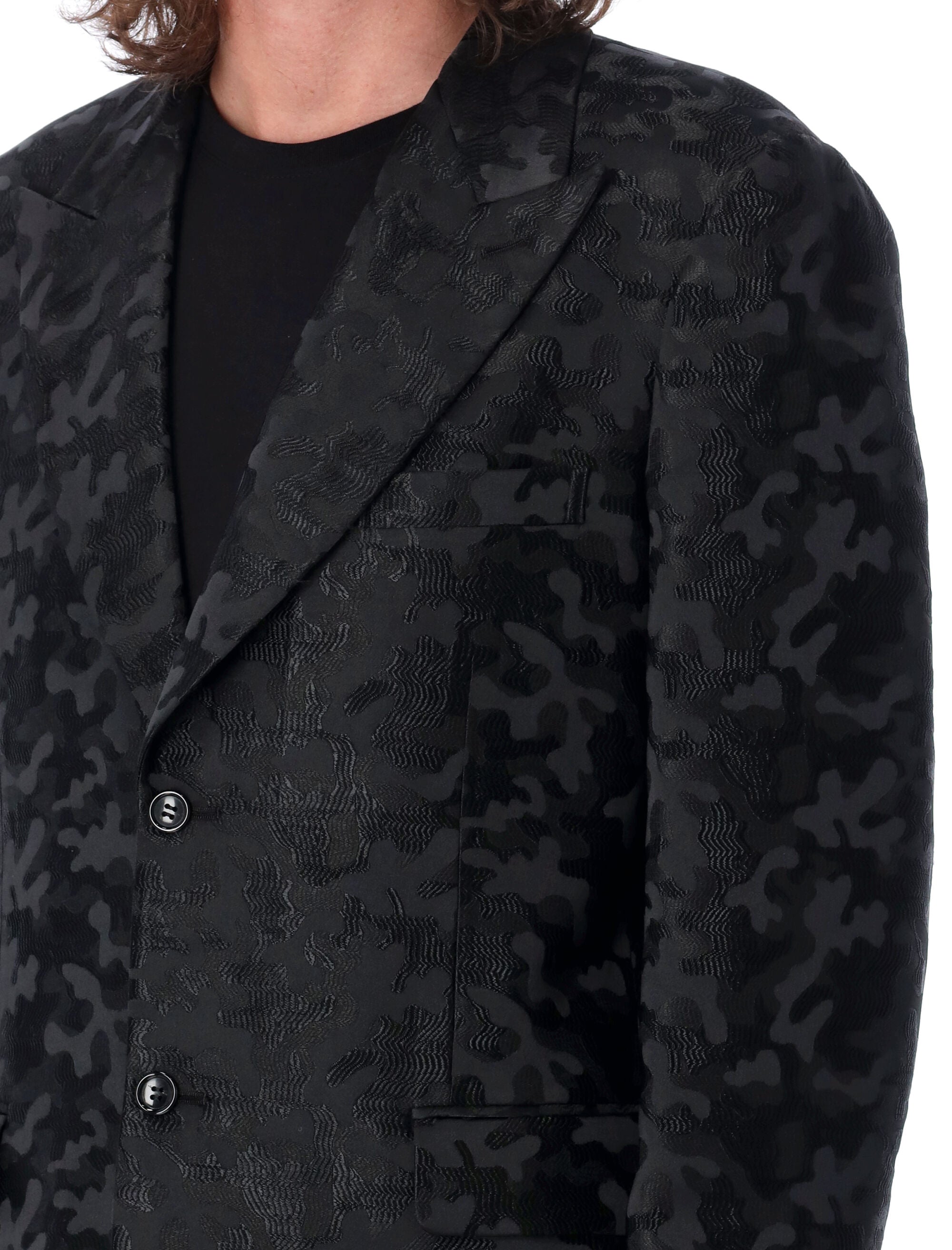 Shop Comme Des Garçons Homme Deux Men's Jacquard Camo Blazer In Black