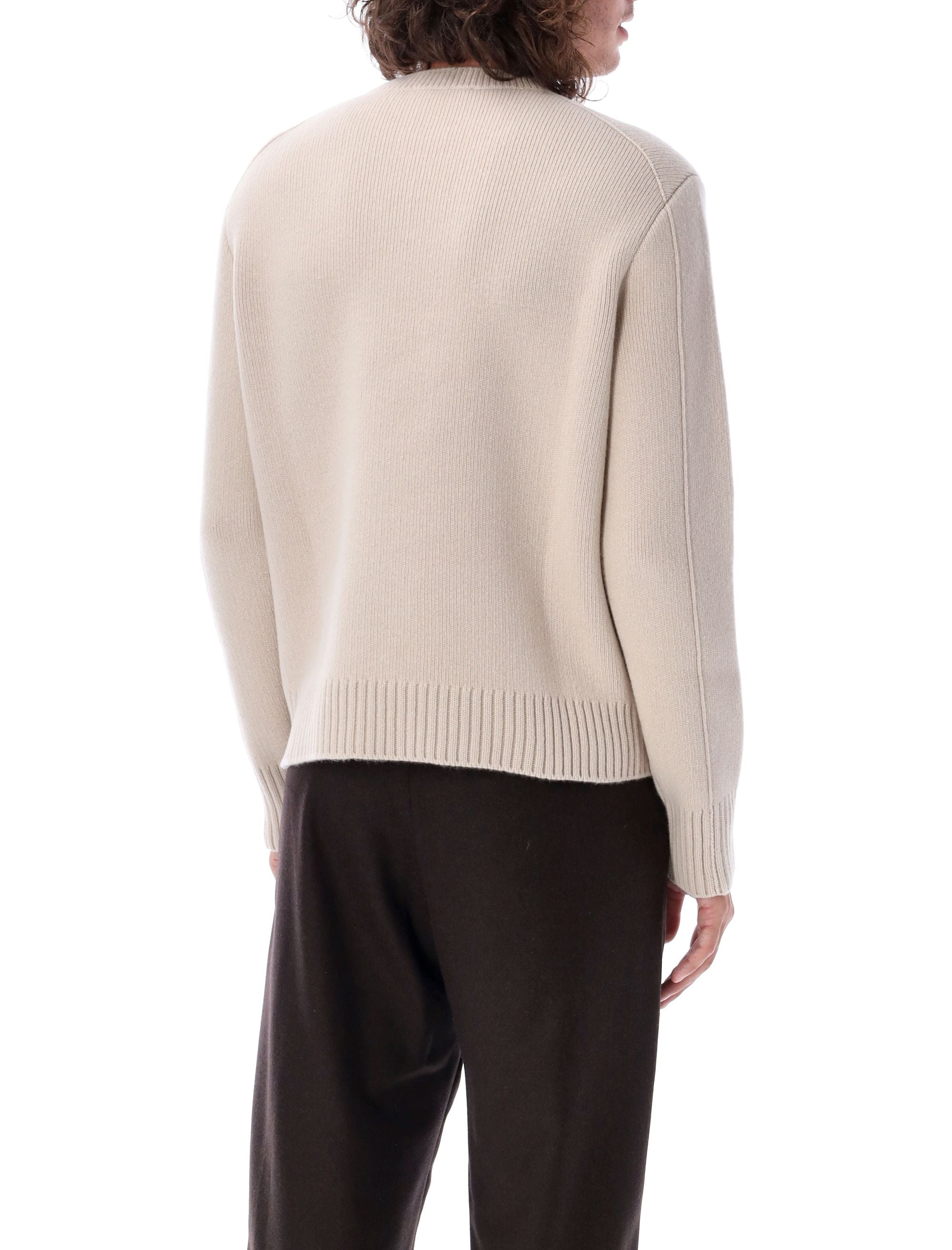 Shop Lanvin Men's Knit Crewneck Sweater In Paper For Fw23 In White