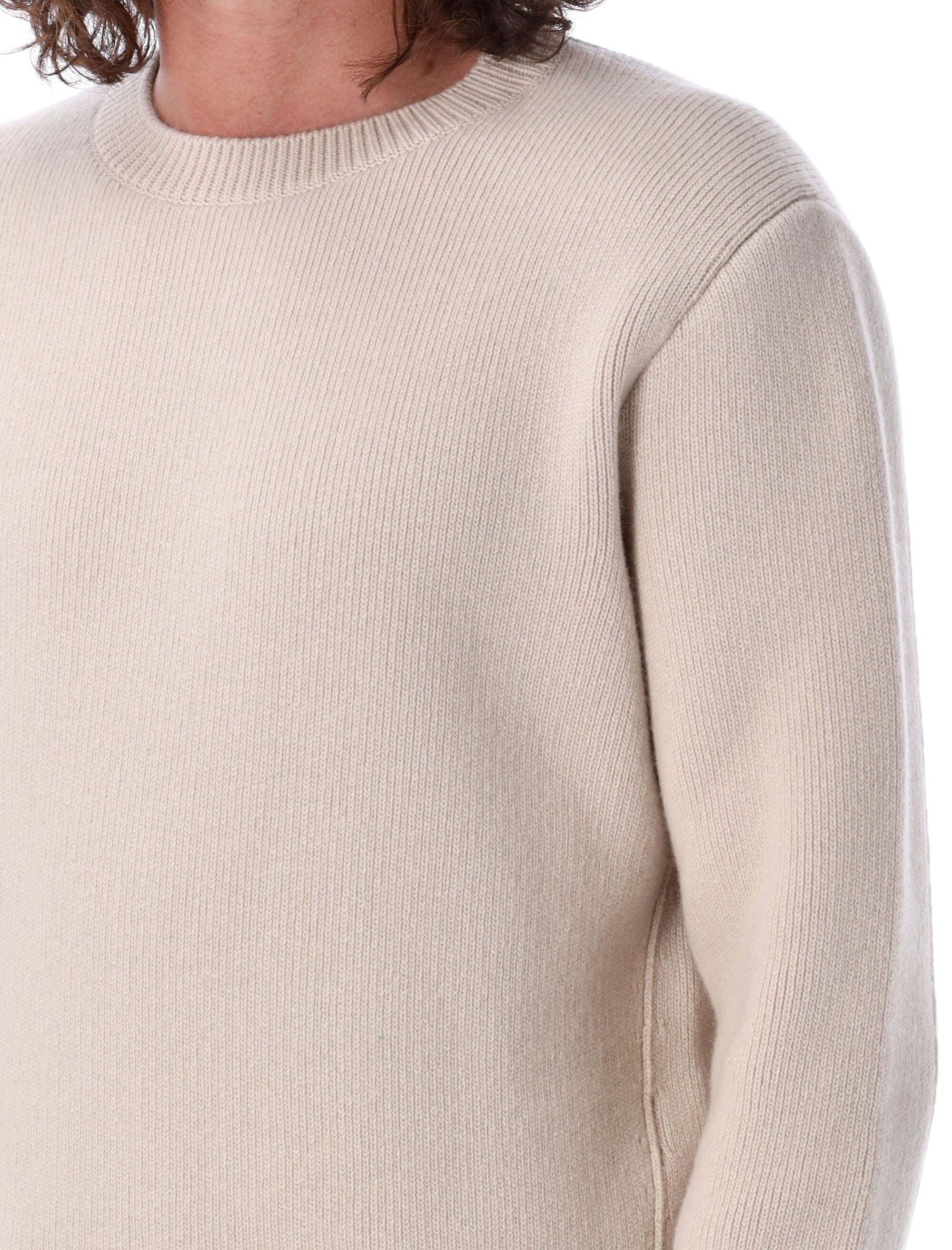 Shop Lanvin Men's Knit Crewneck Sweater In Paper For Fw23 In White