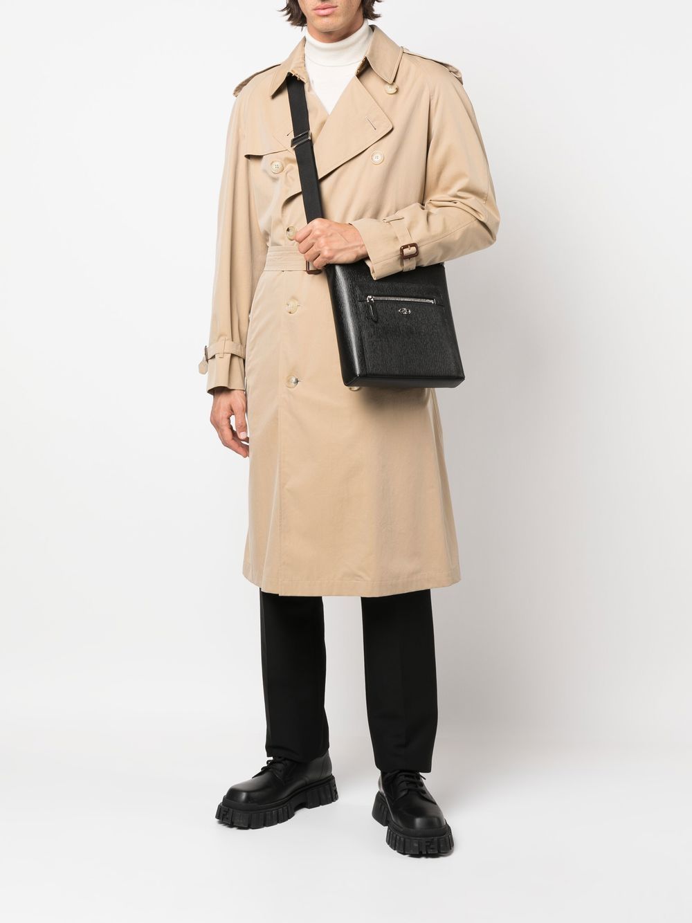 Shop Ferragamo Sleek And Stylish Black Leather Crossbody Handbag For Men