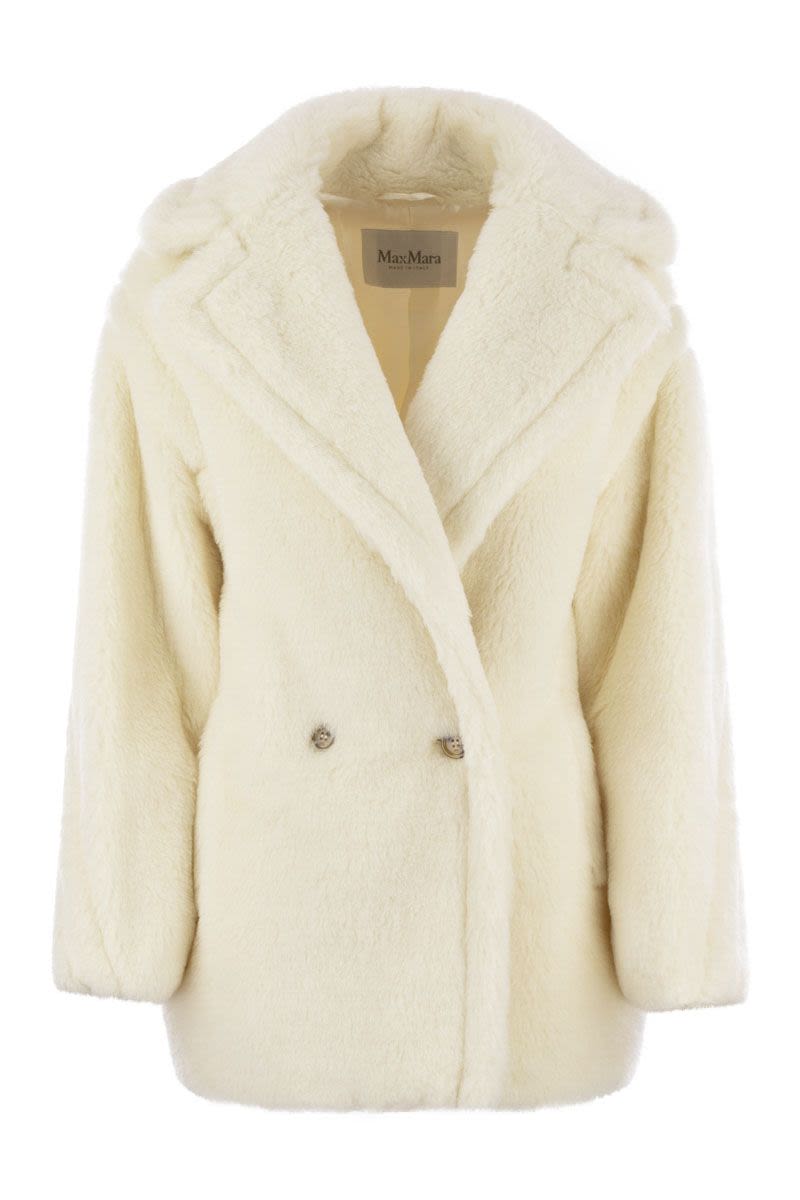 Max Mara Short Teddy Bear Icon Coat In Alpaca And Wool In White