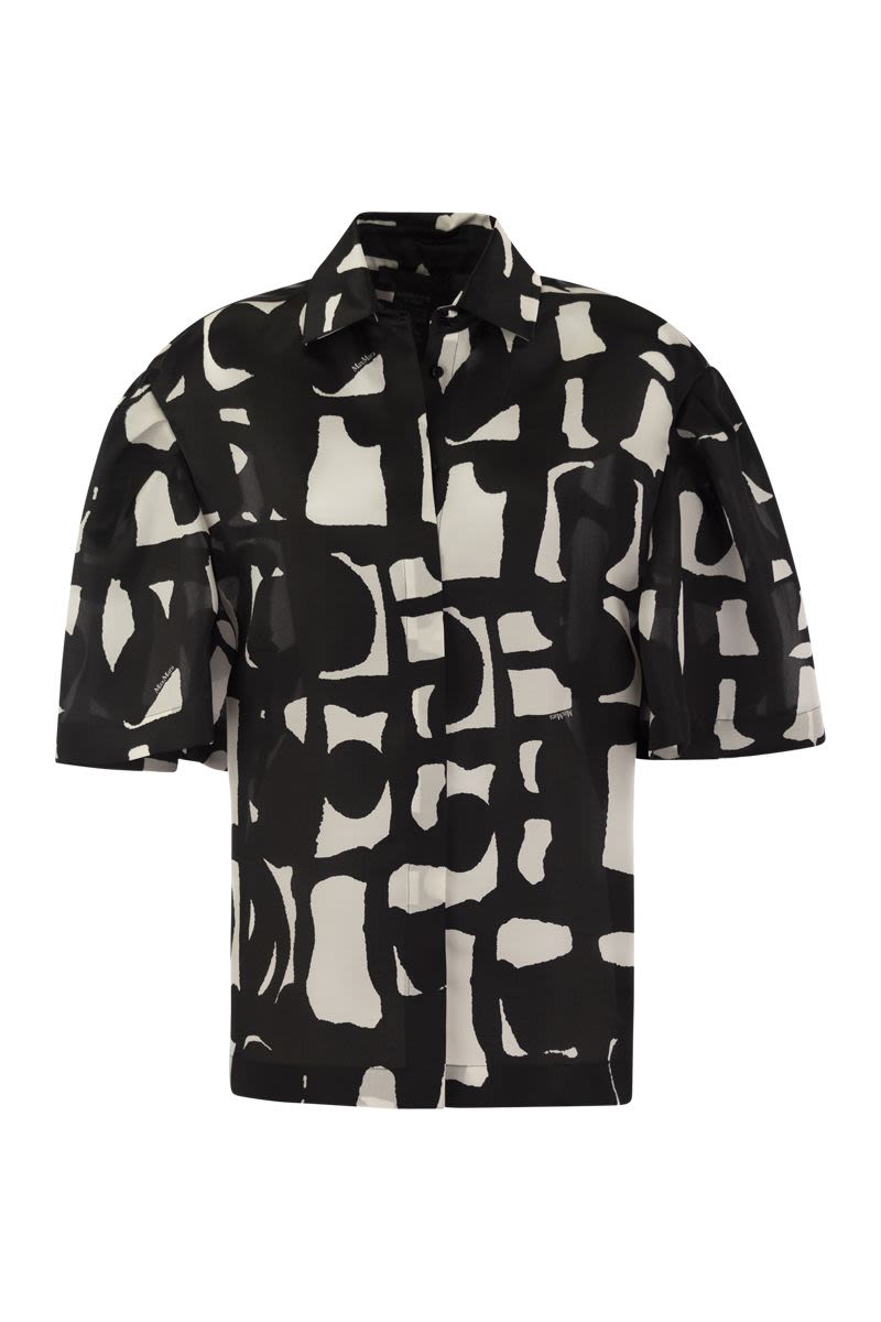 Max Mara Graphic Motif Silk Shirt For Women In Black