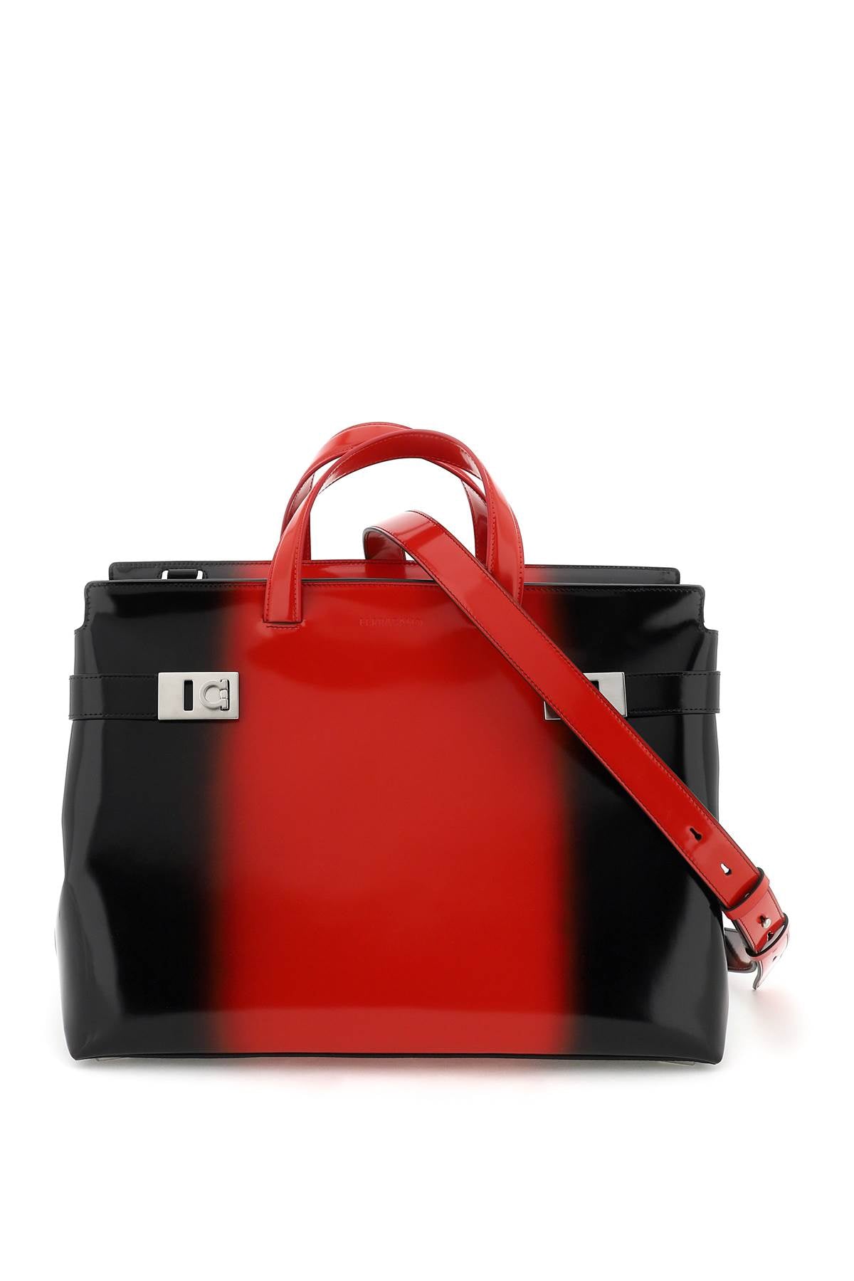 Shop Ferragamo Shiny Gradient Leather Tote Handbag For Men In Multicolor