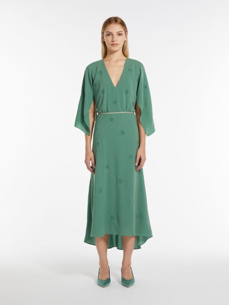 Shop Max Mara Spider Green Jade Dress With Glossy Pots In Teal