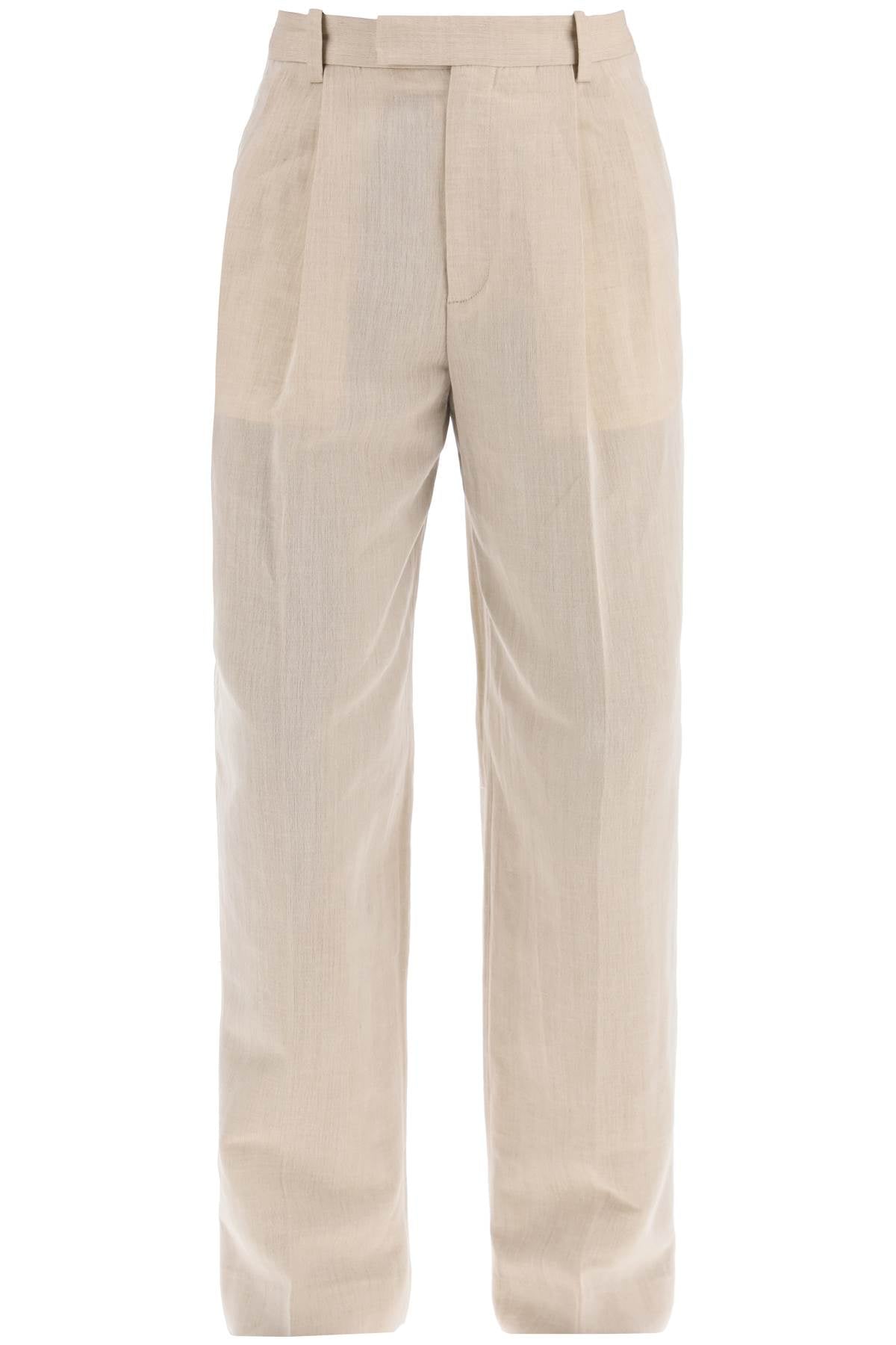 Shop Jacquemus Men's Linen Blend Drawstring Pants In Beige