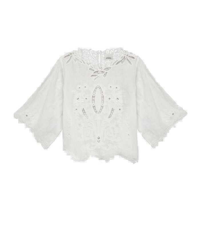 Shop Isabel Marant Vera Mc White Embroidered Top