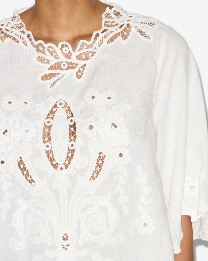 Shop Isabel Marant Vera Mc White Embroidered Top