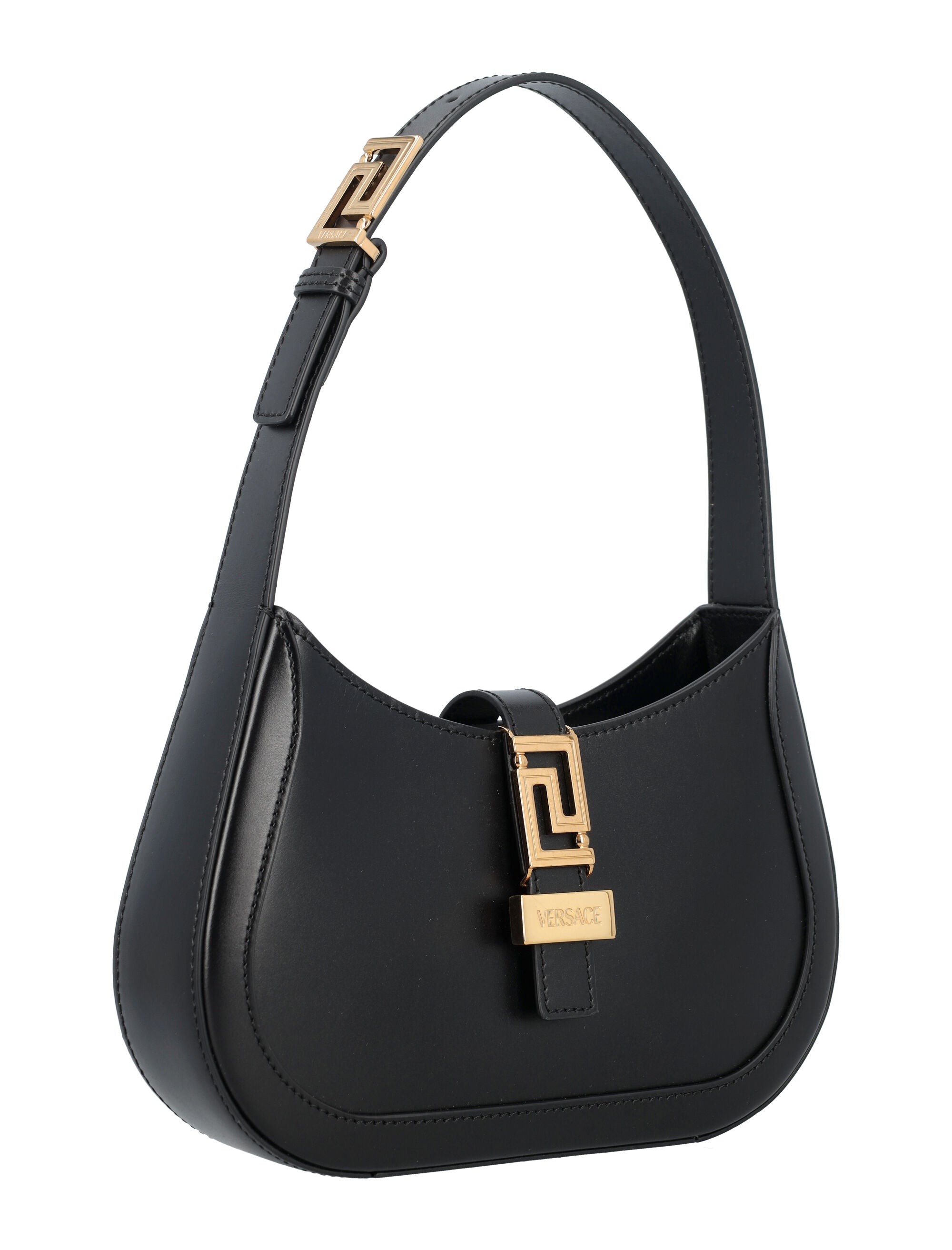 Shop Versace Greek Goddess Small Hobo Handbag By  In Black