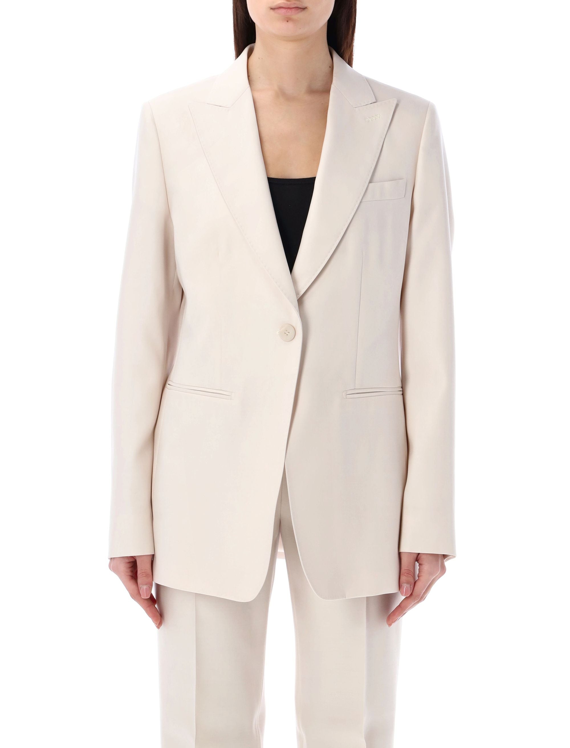 Max Mara White V-neck Doublebreast Blazer With Padded Shoulders For Women In Pink