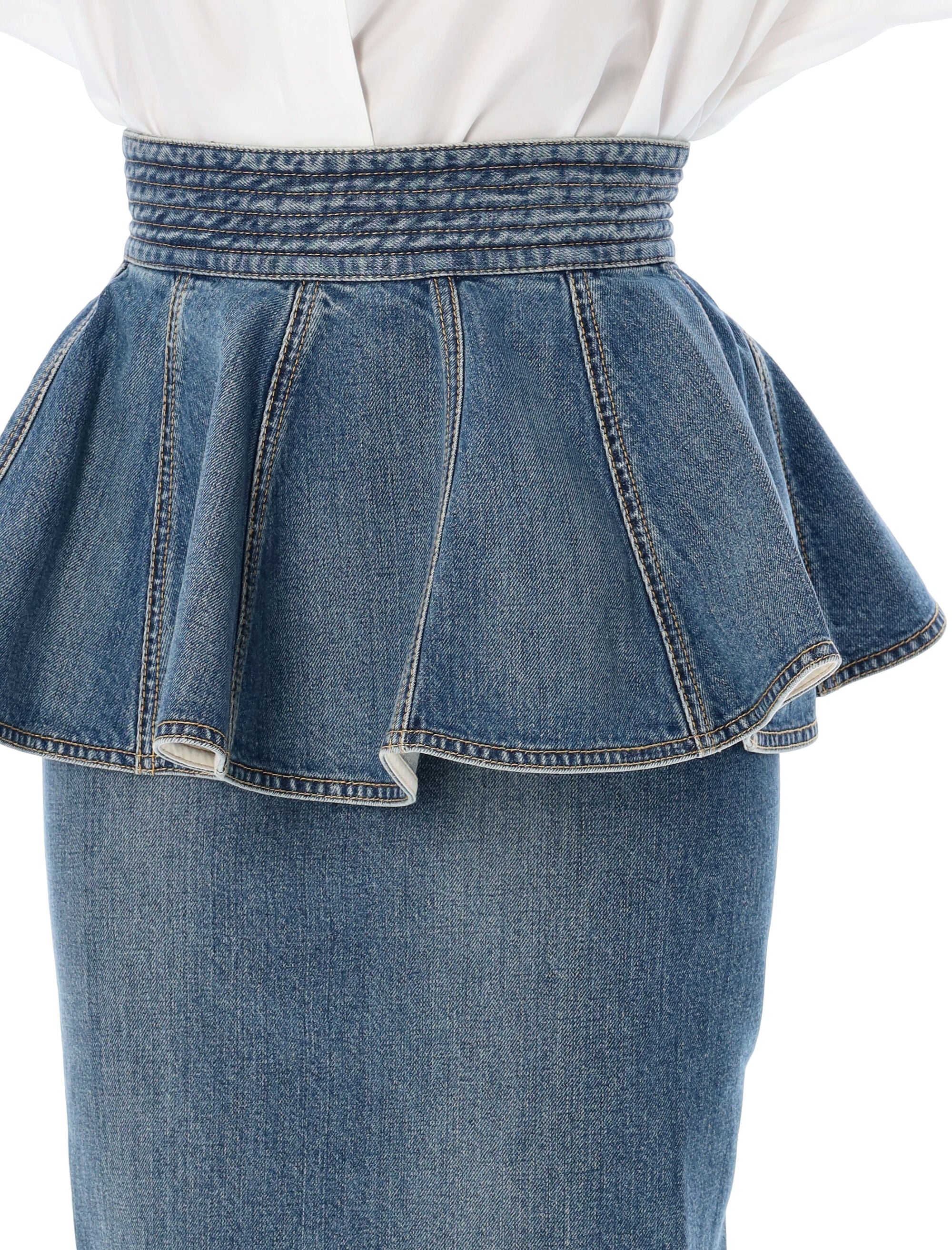 Shop Alaïa Feminine Denim Skirt Belt For Ss24 In Blue