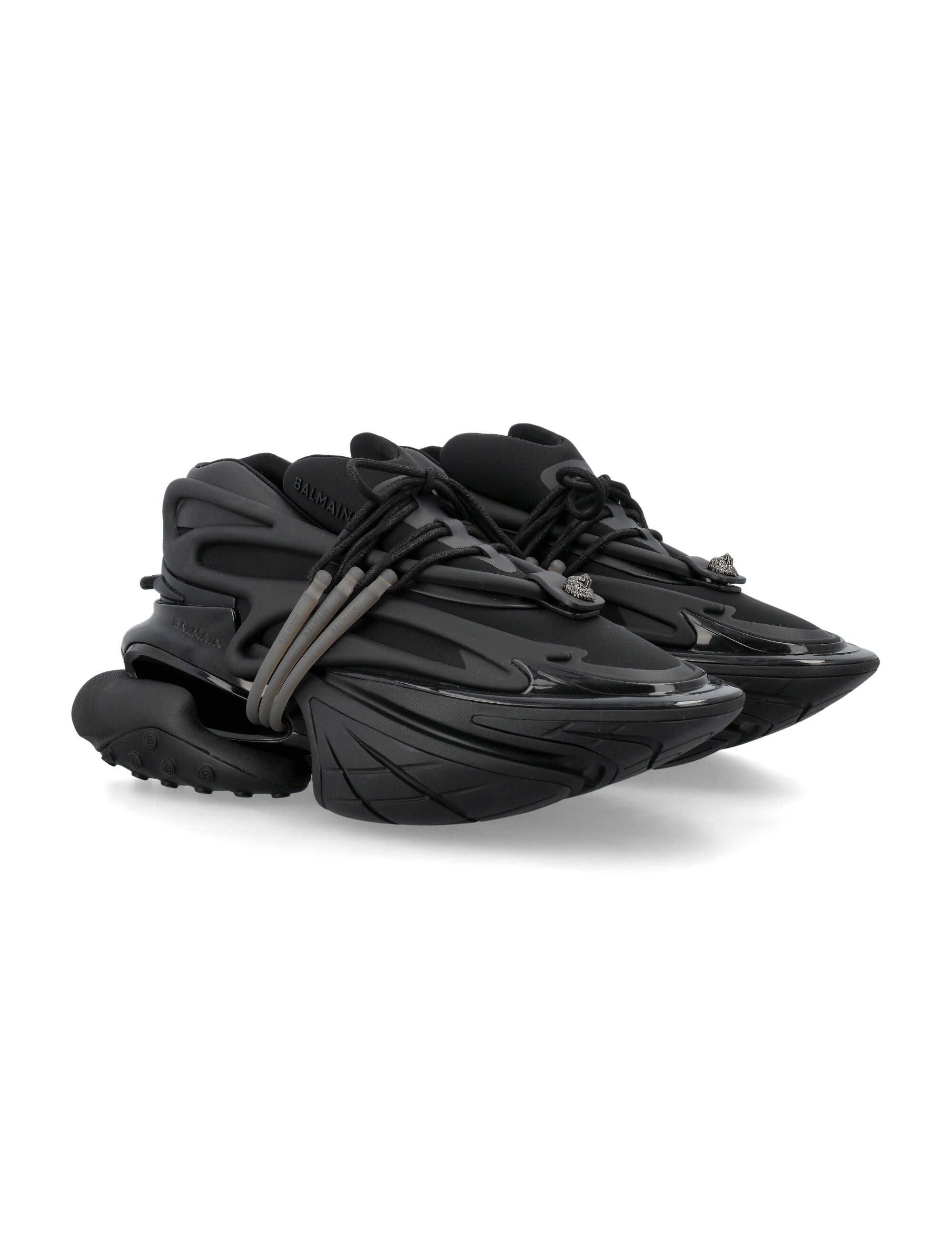 Shop Balmain Men's Leather Unicorn Low-top Sneakers In Black