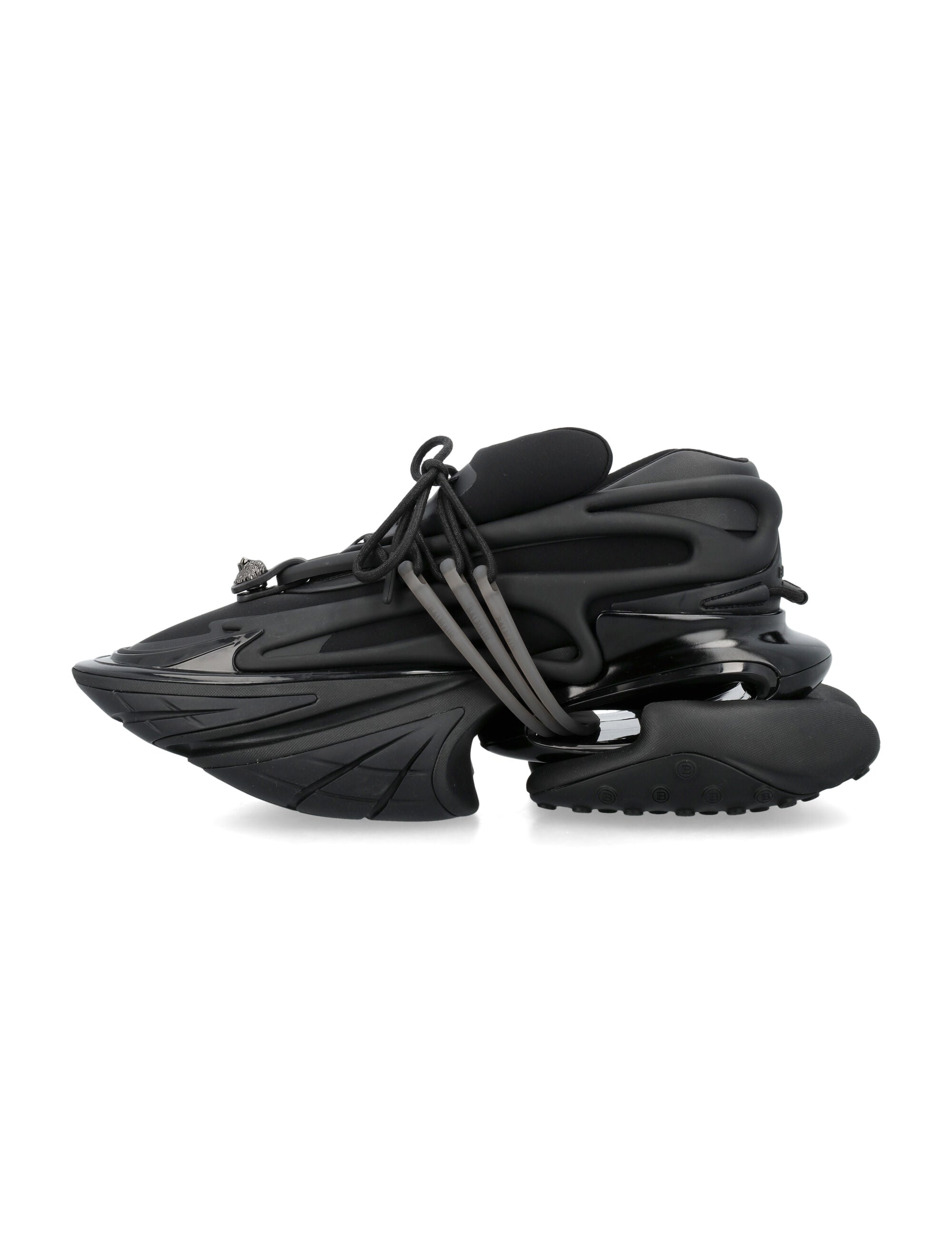 Shop Balmain Men's Leather Unicorn Low-top Sneakers In Black