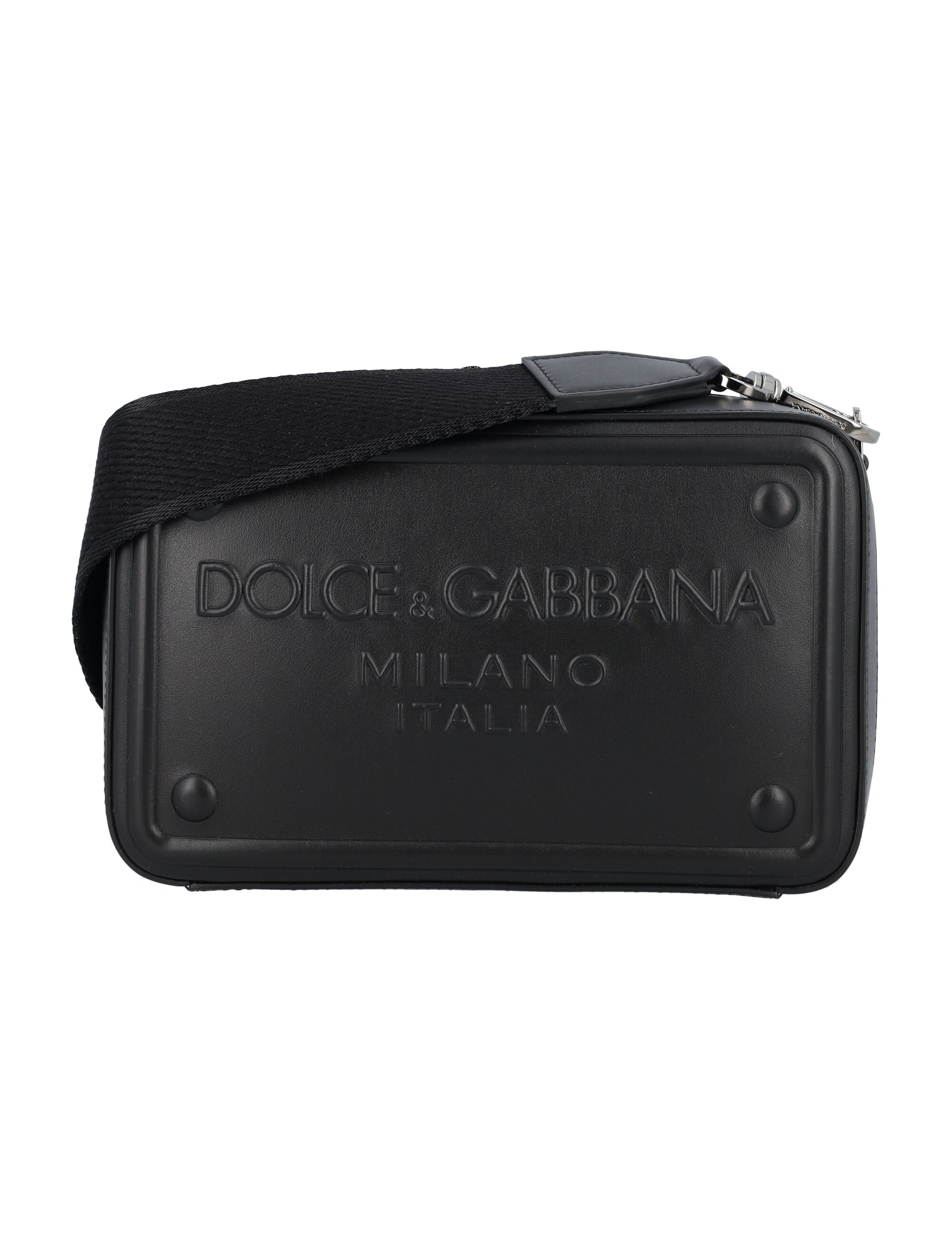 Shop Dolce & Gabbana Embossed Logo Leather Cross-body Handbag For Men (ss24) In Black