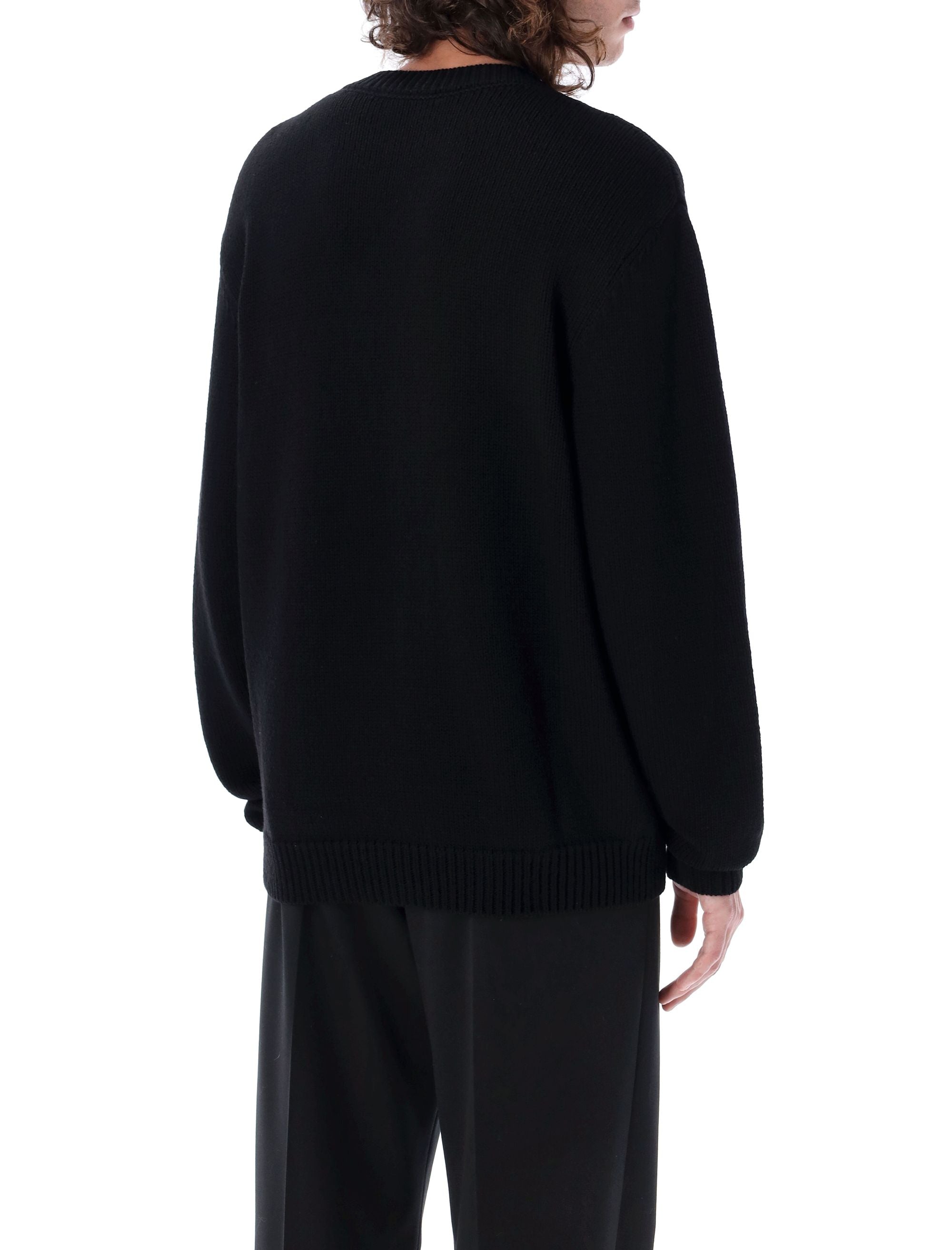 Shop Balmain Men's Black Knit Logo Sweater For Ss24