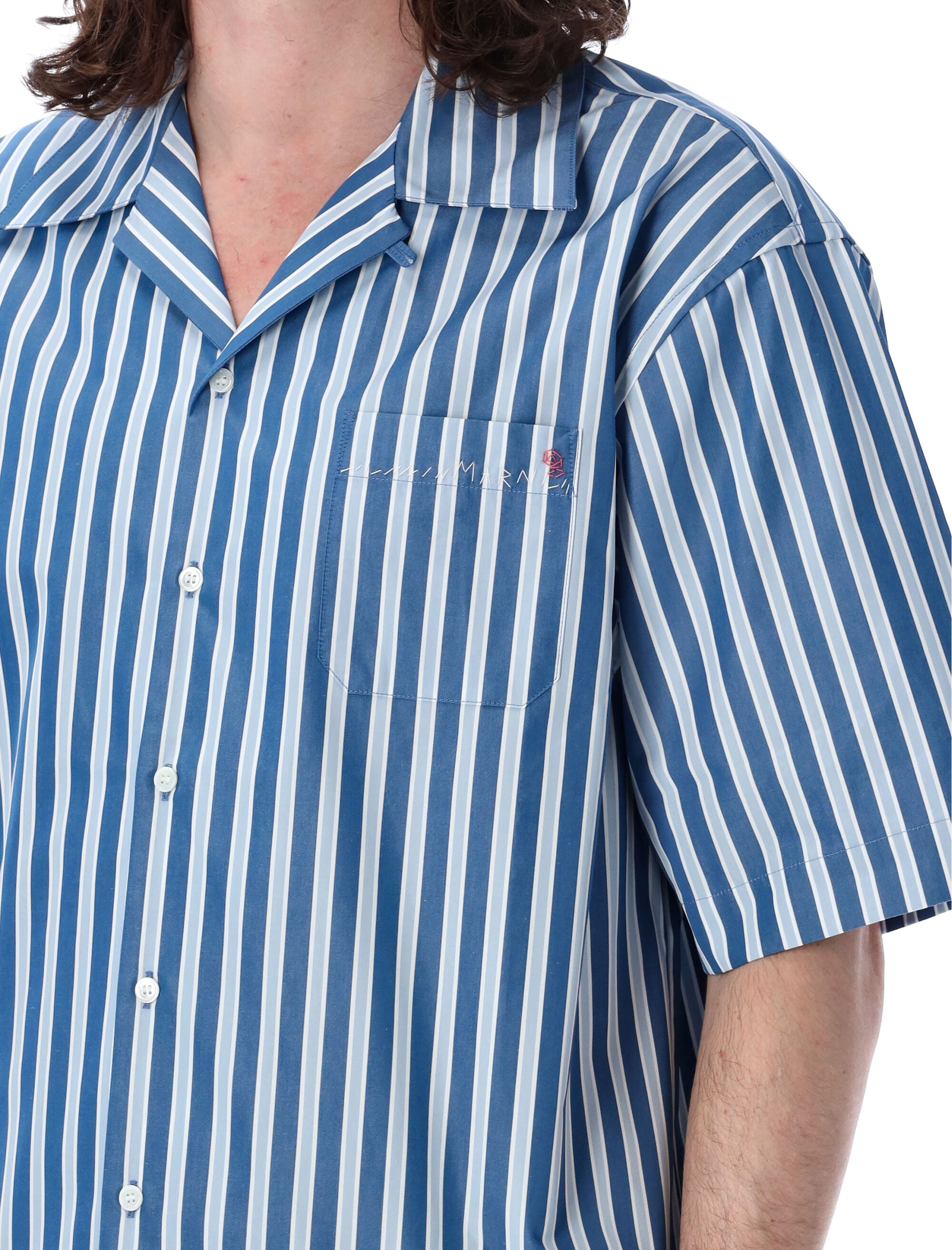 Shop Marni Striped Poplin Bowling Shirt For Men In White