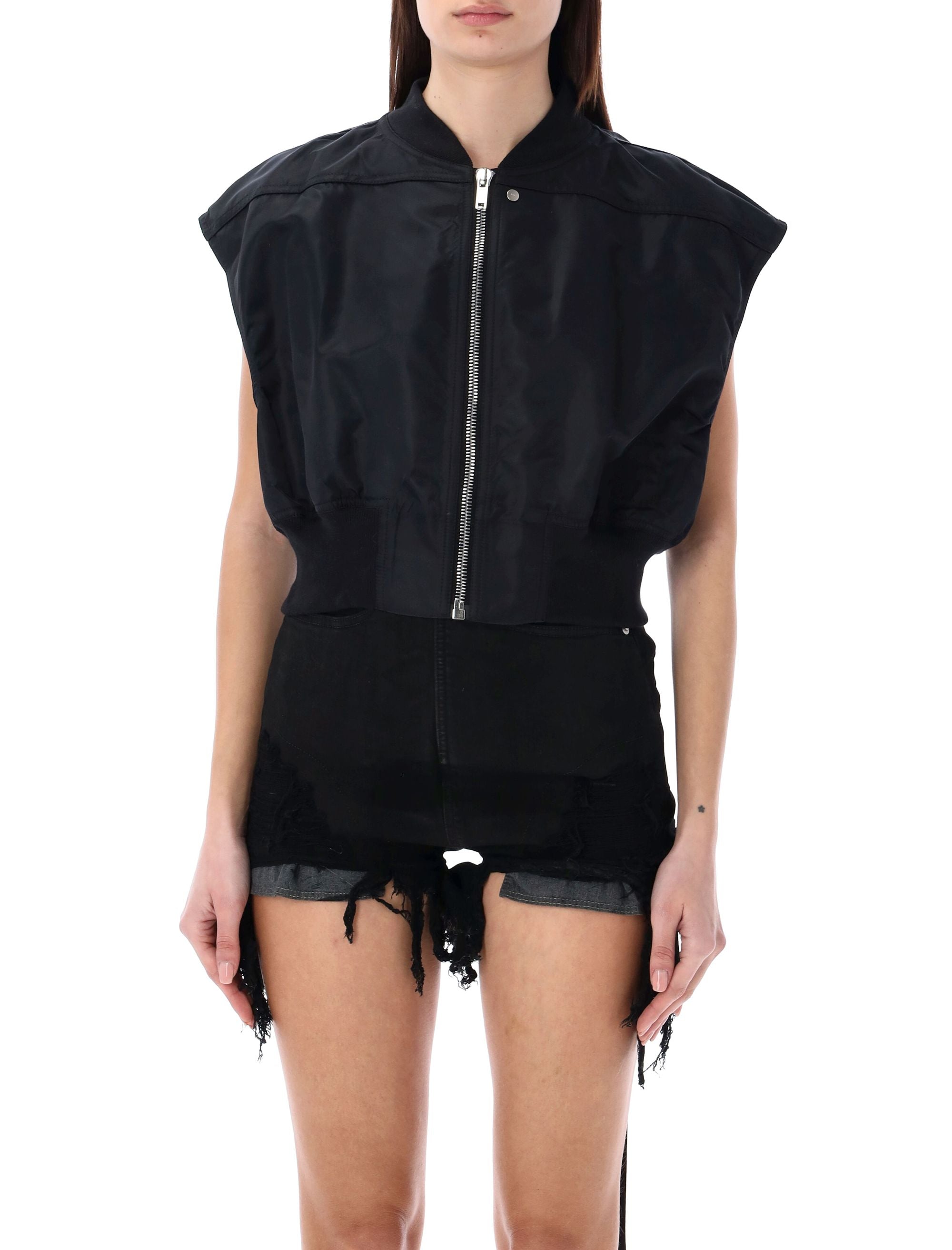 Shop Drkshdw Sleek Black Sleeveless Bomber Vest For Women