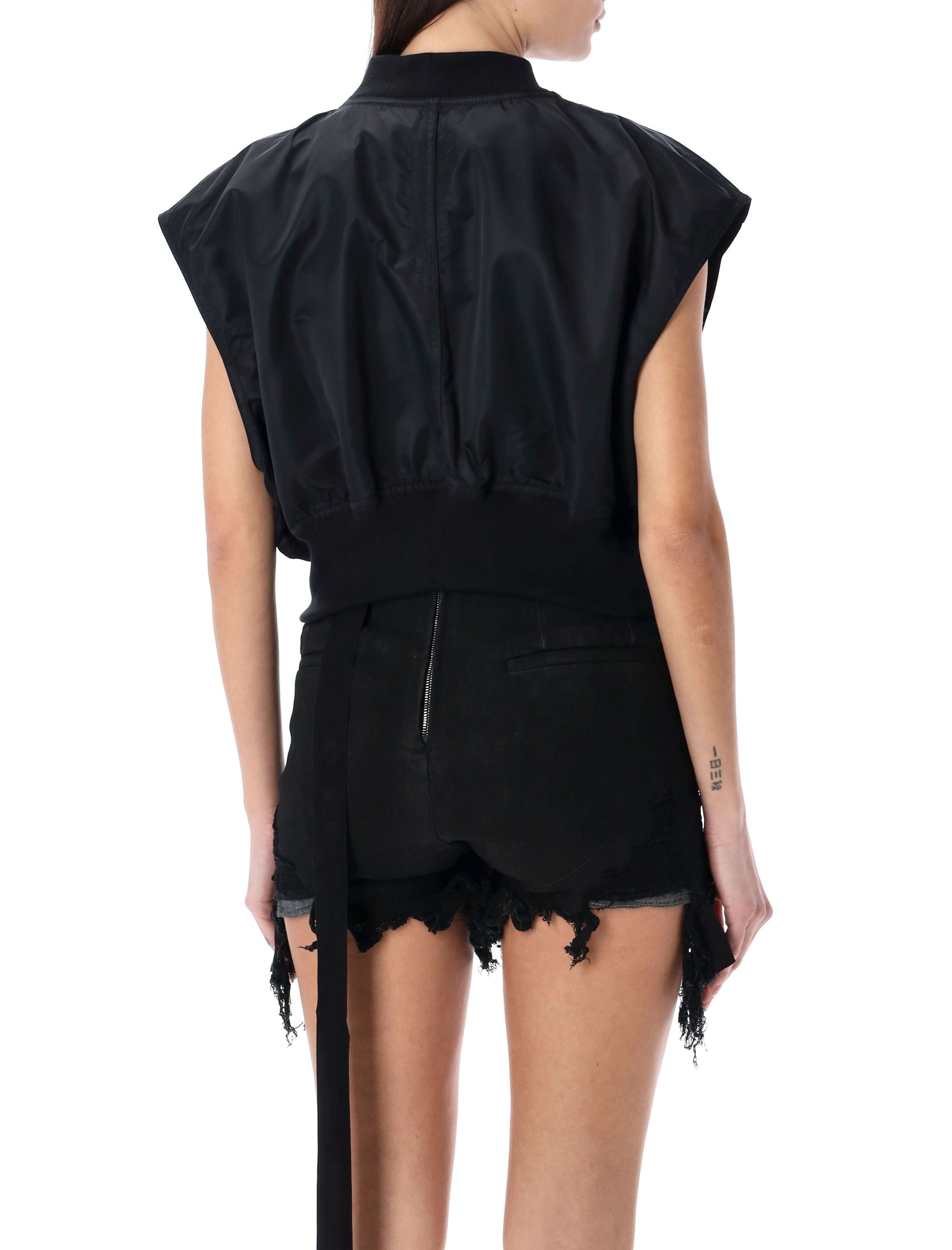 Shop Drkshdw Sleek Black Sleeveless Bomber Vest For Women