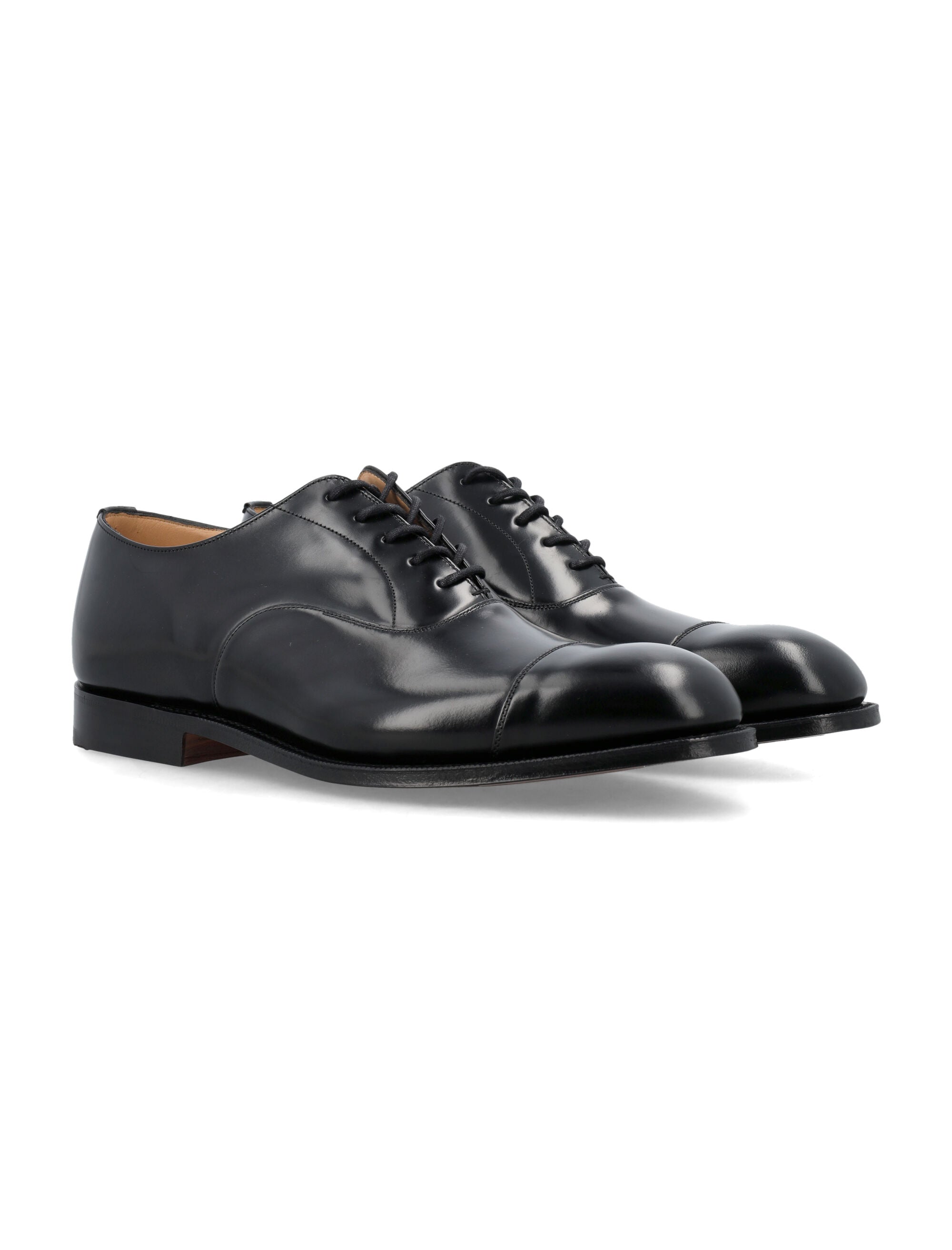 Shop Church's Black Leather Derby Dress Shoes With Classic Stitching And Cotton Laces