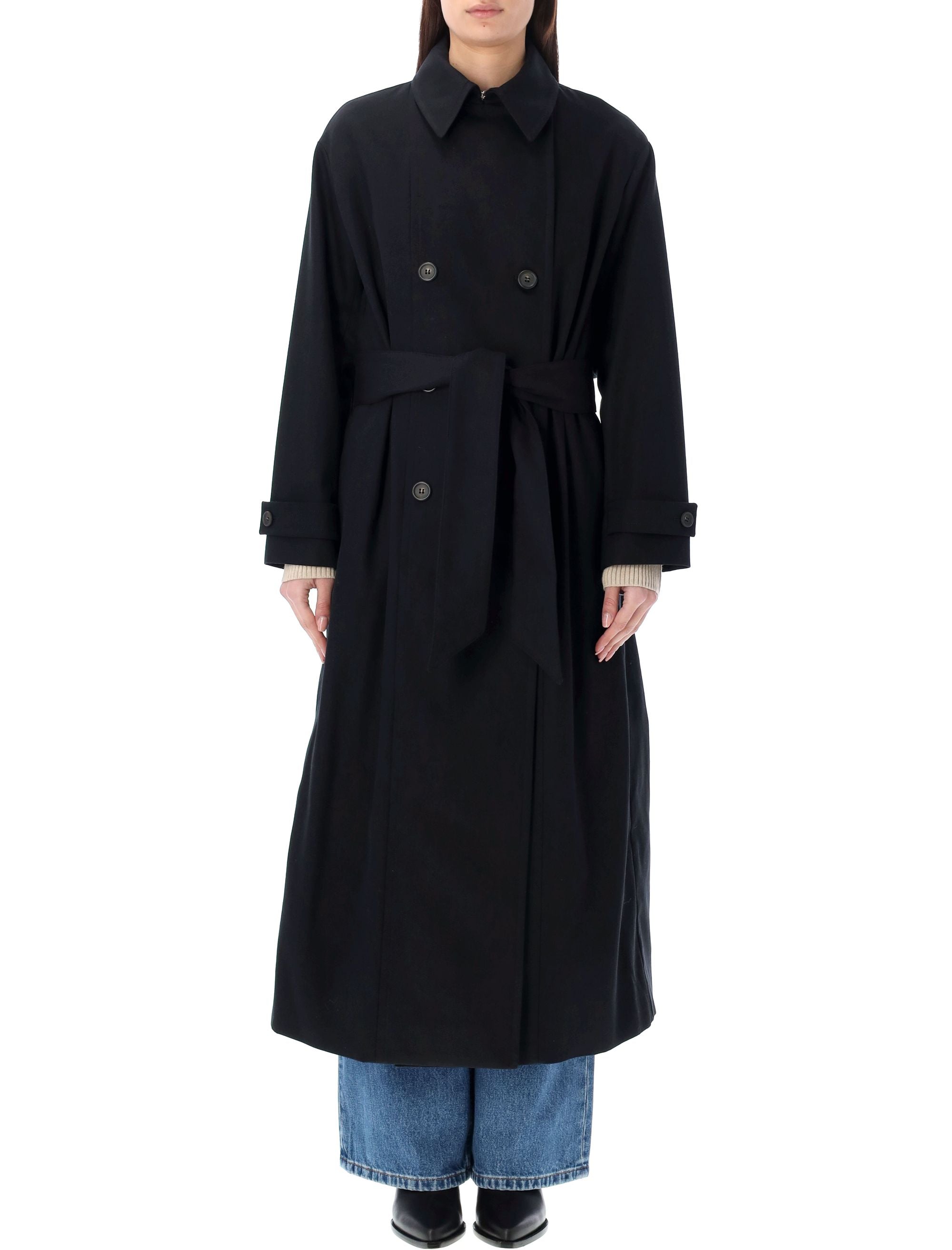 Apc Water-repellent Black Trench Jacket For Women