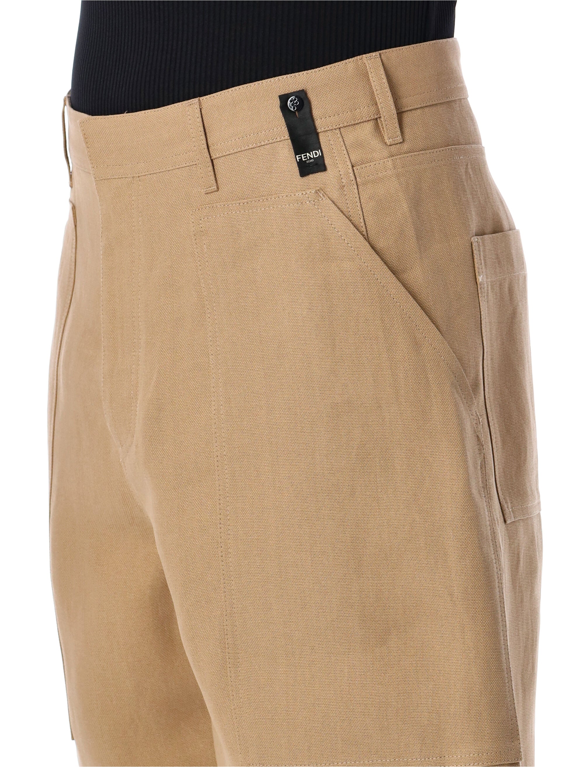 Shop Fendi Canvas Bermudas For Men By , Featuring Hook And Zip Closure And Wide Leg In Frassino For Ss24