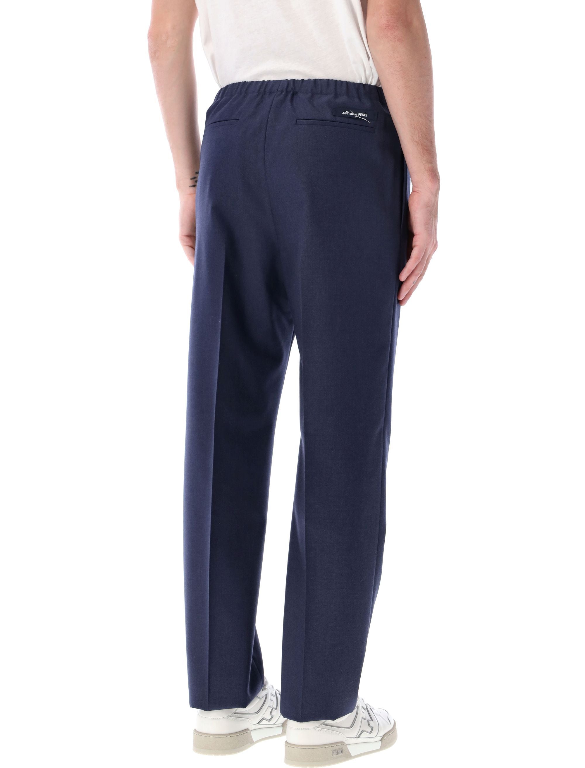 Shop Fendi Wool Pants Look 8 In Mirto_blue