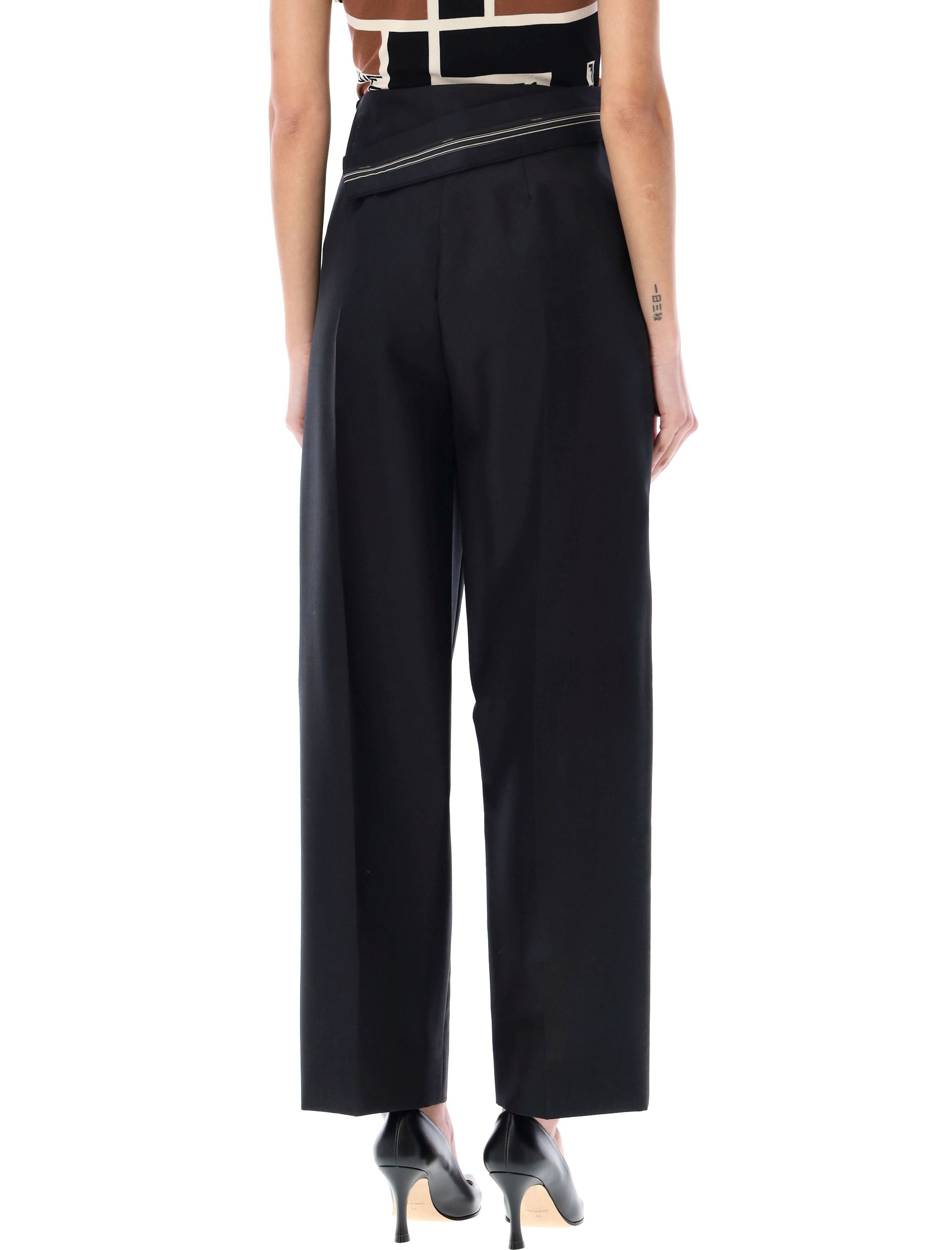 Shop Fendi Tailored Mohair Blend Trousers For Women In Black