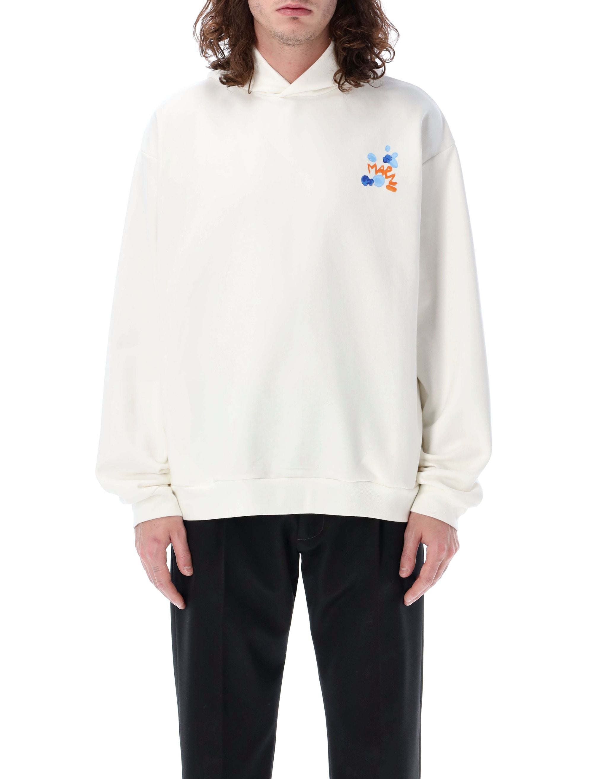 Shop Marni Men's White Cotton Hoodie For Ss24