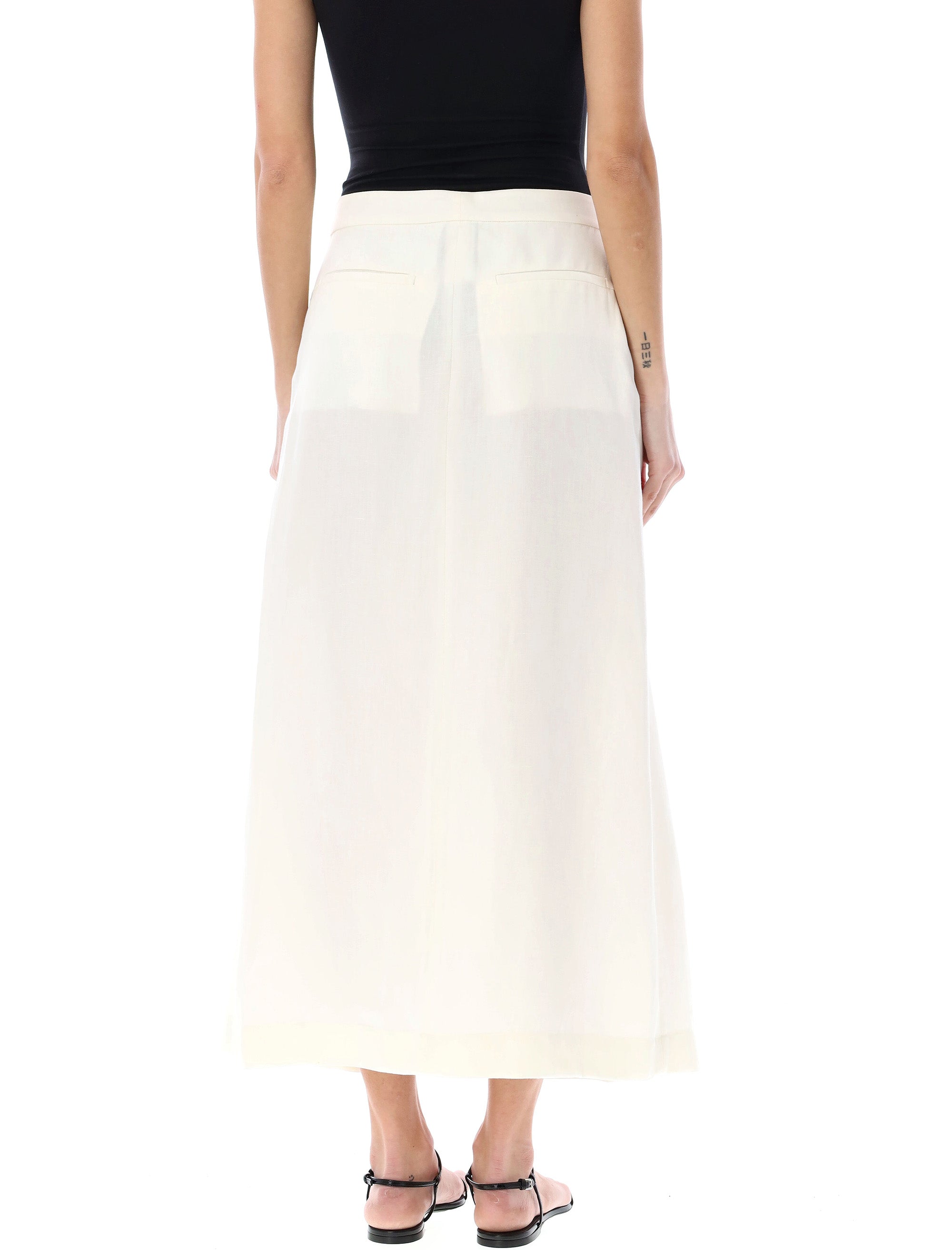 Shop Fabiana Filippi Fluid Viscose And Linen Skirt For Women In White