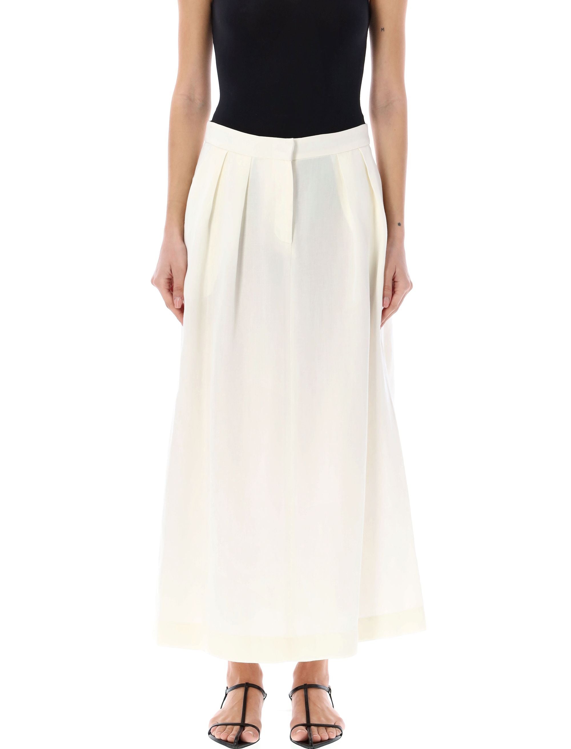 Shop Fabiana Filippi Fluid Viscose And Linen Skirt For Women In White