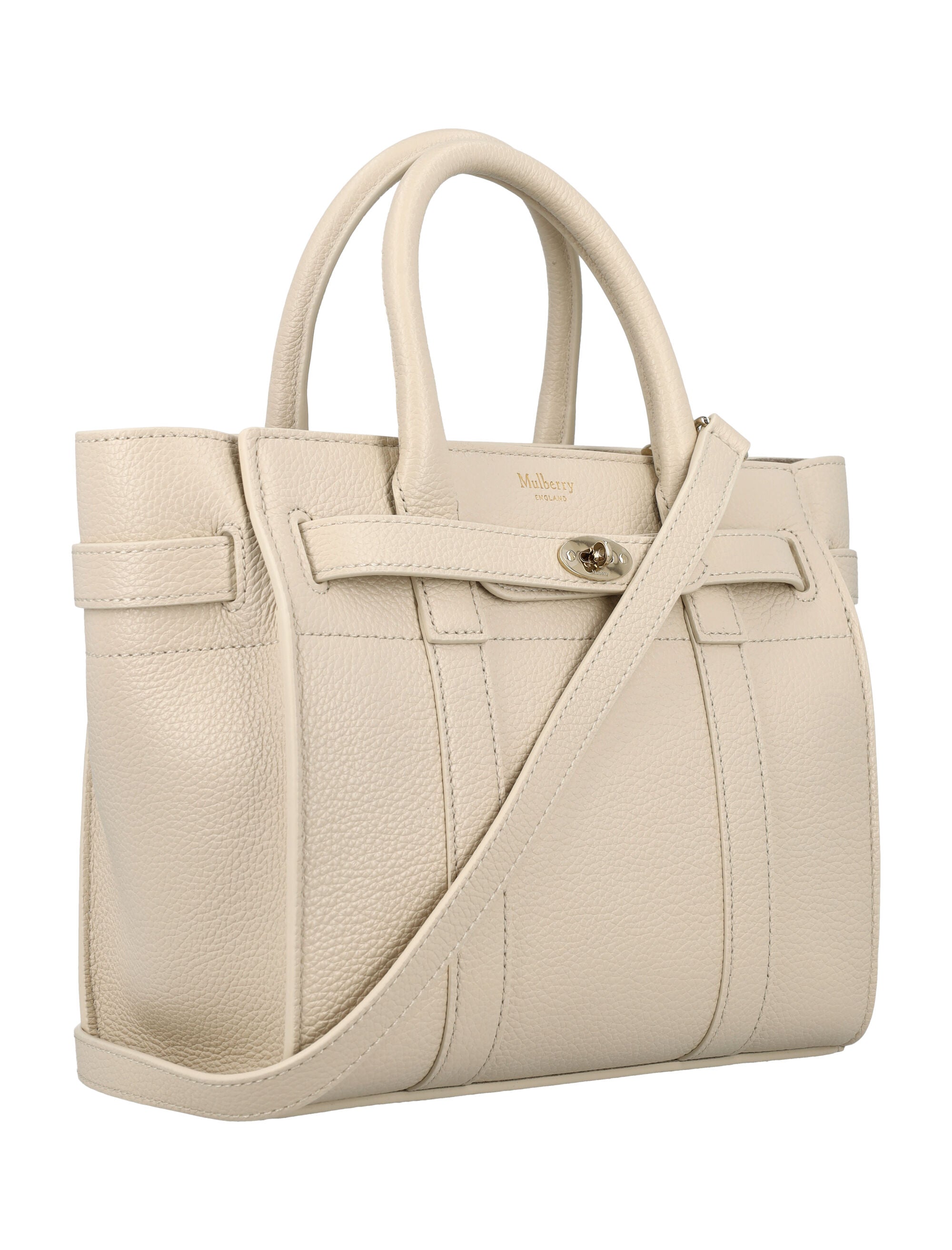 Shop Mulberry Black Leather Mini Zipped Bayswater Handbag For Women In White