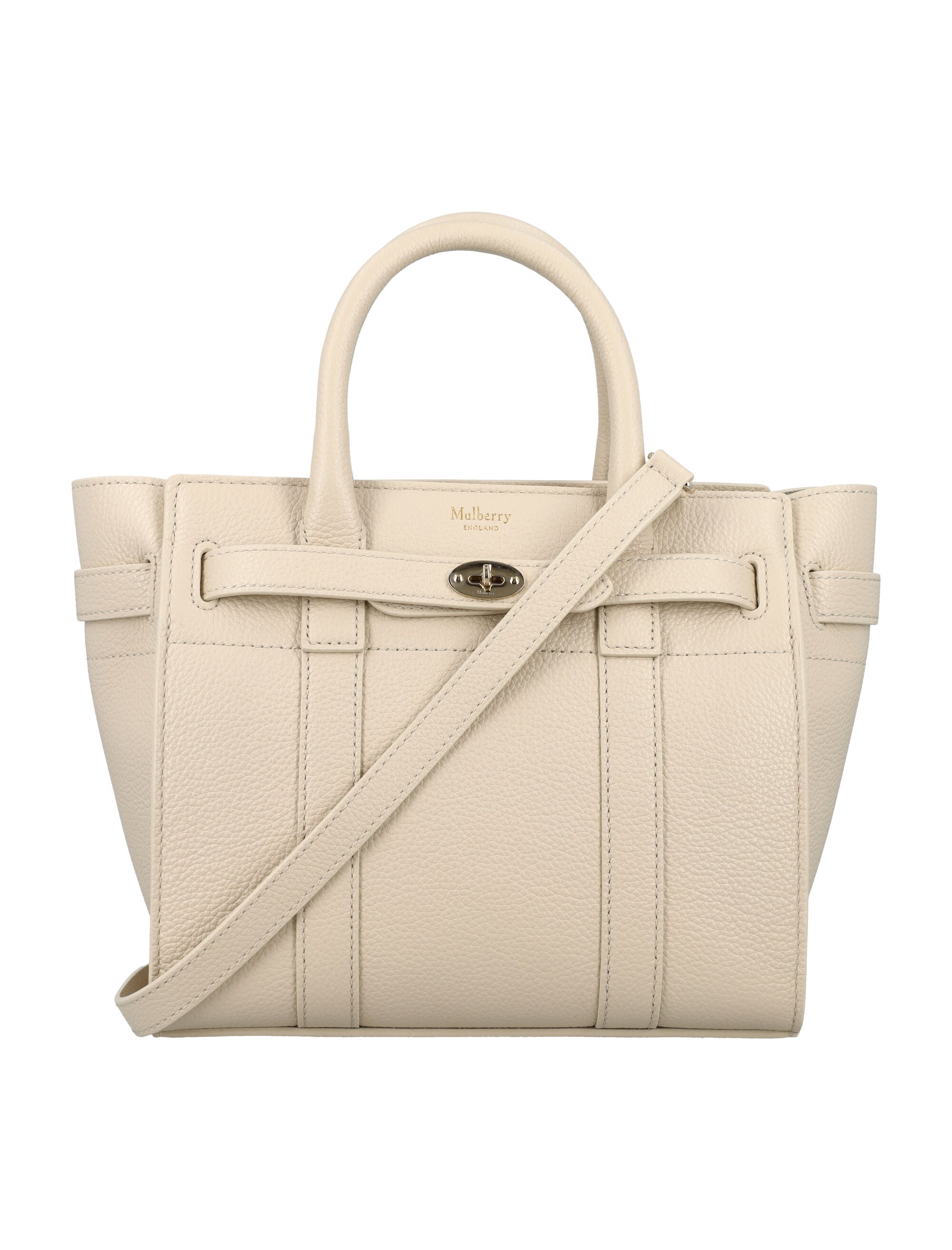 Shop Mulberry Black Leather Mini Zipped Bayswater Handbag For Women In White