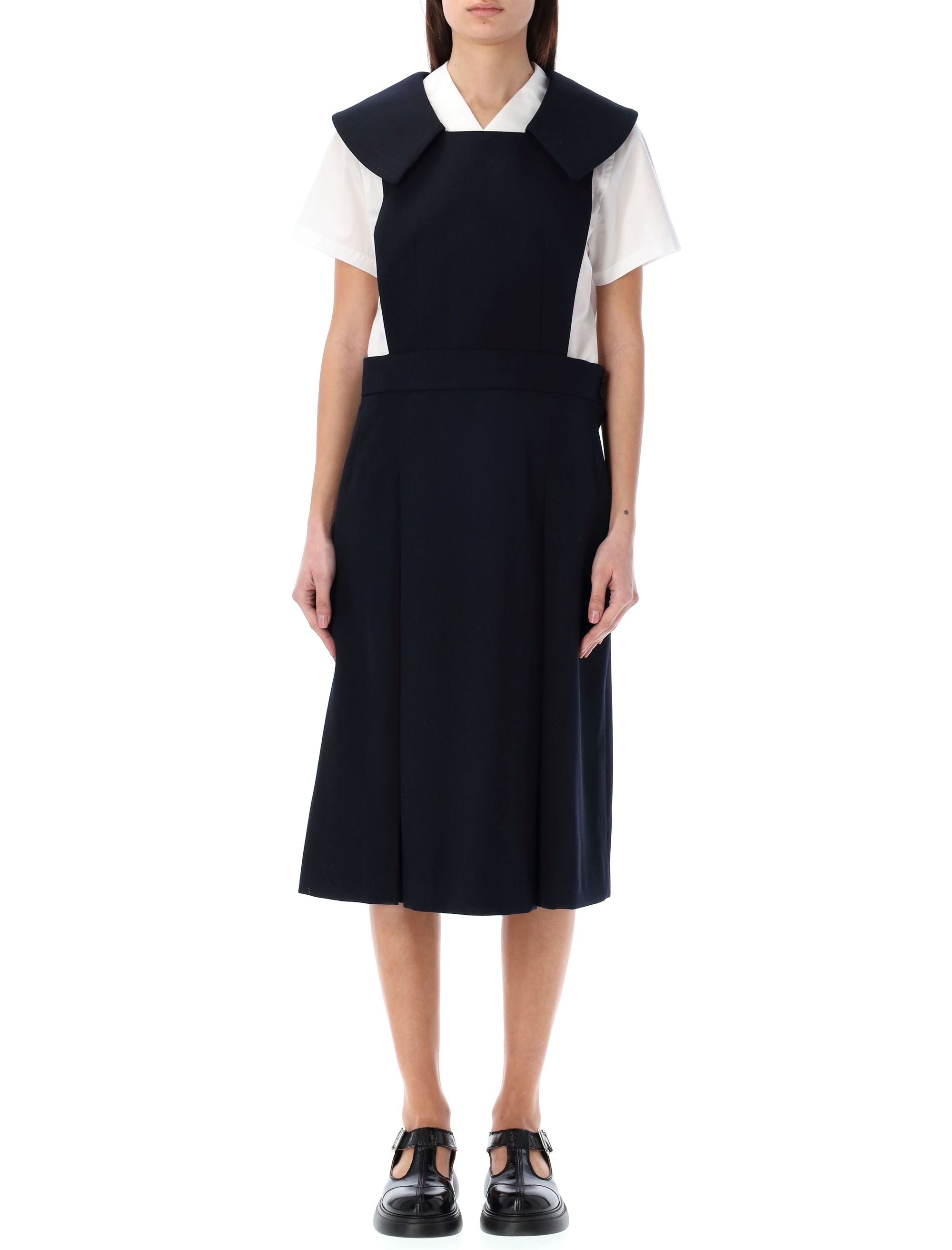 Comme Des Garçons Navy Sailor Style Midi Dress For Women In Black
