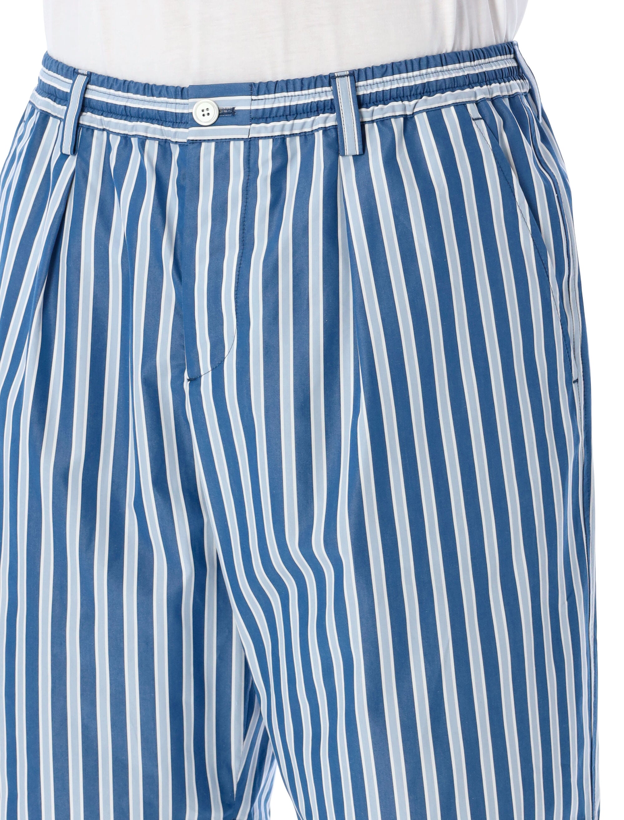 Shop Marni Men's Opal Striped Bermuda Shorts With Elastic Waistband And Belt Loops In White