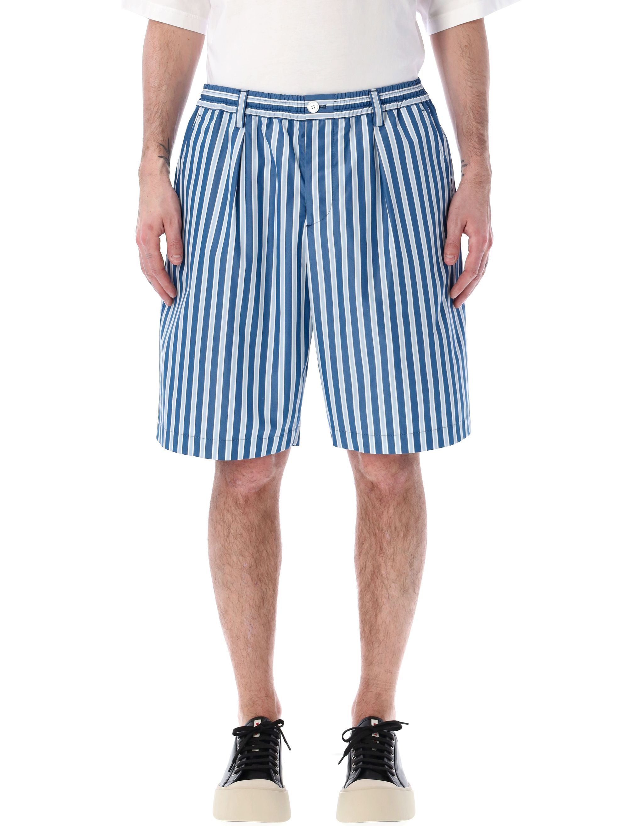 Shop Marni Men's Opal Striped Bermuda Shorts With Elastic Waistband And Belt Loops In White