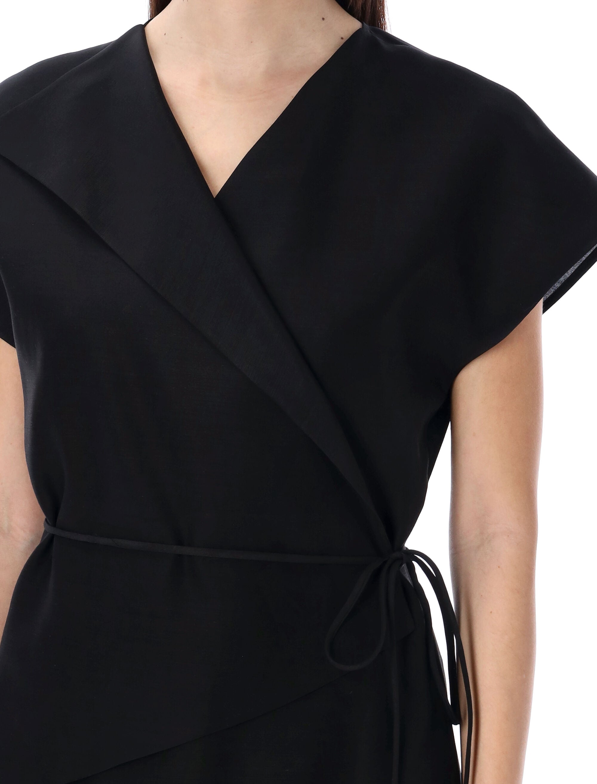 Shop Fabiana Filippi Asymmetric Wool And Silk Top For Women In Black