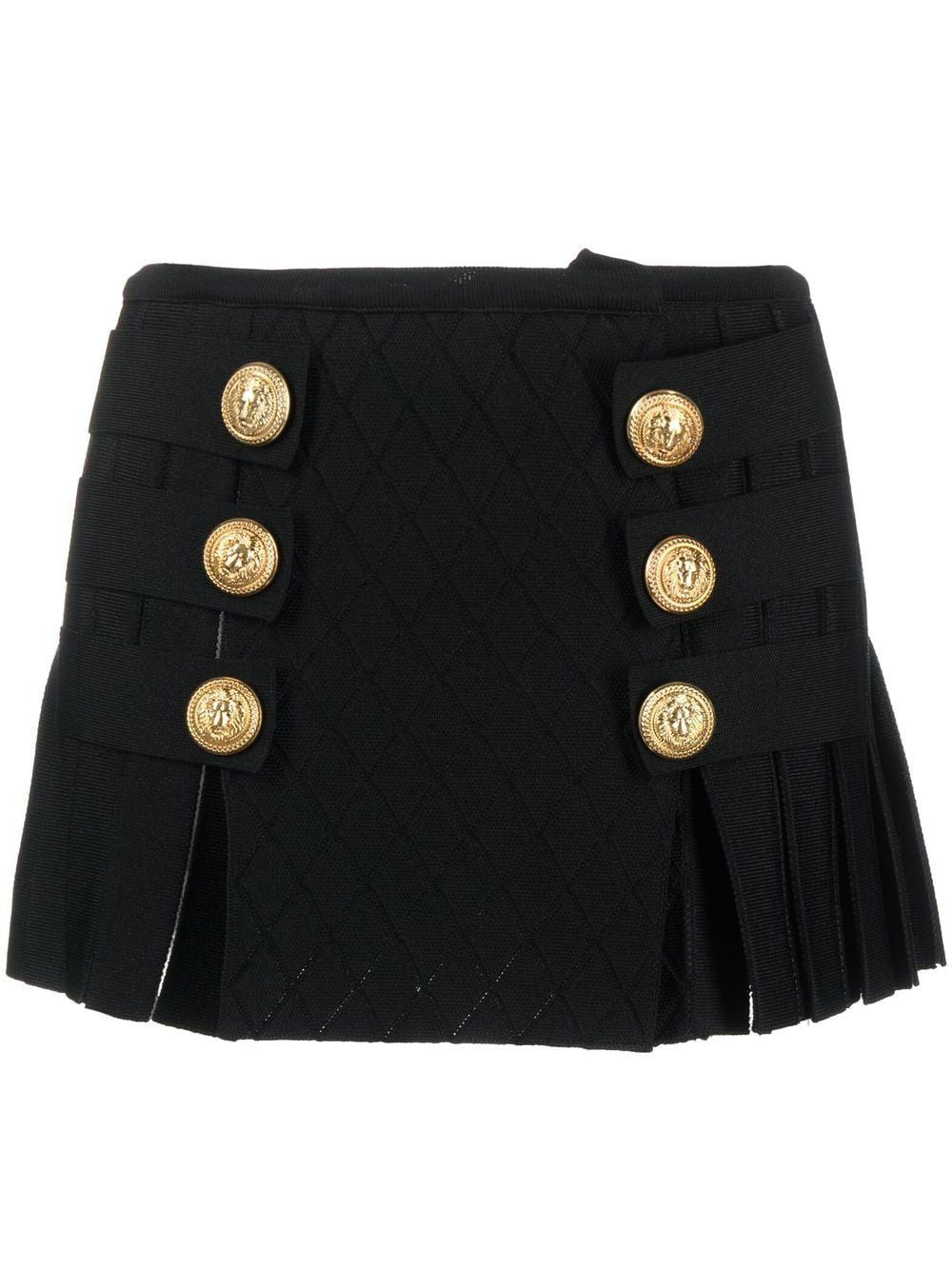 Balmain Pleated Knit Mini Kilt Skirt In Cyan