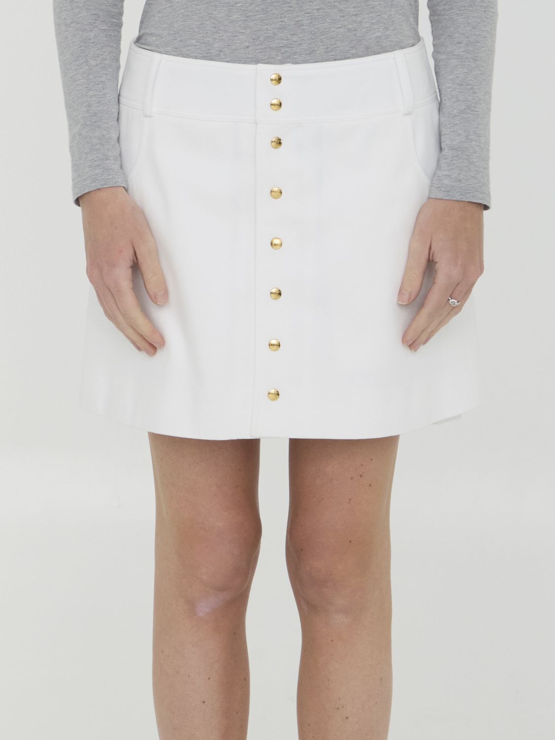 Celine Cotton Miniskirt In White