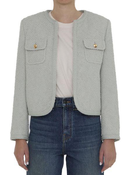 Shop Celine Sage Green Natté Chelsea Jacket With Braided Trims For Women