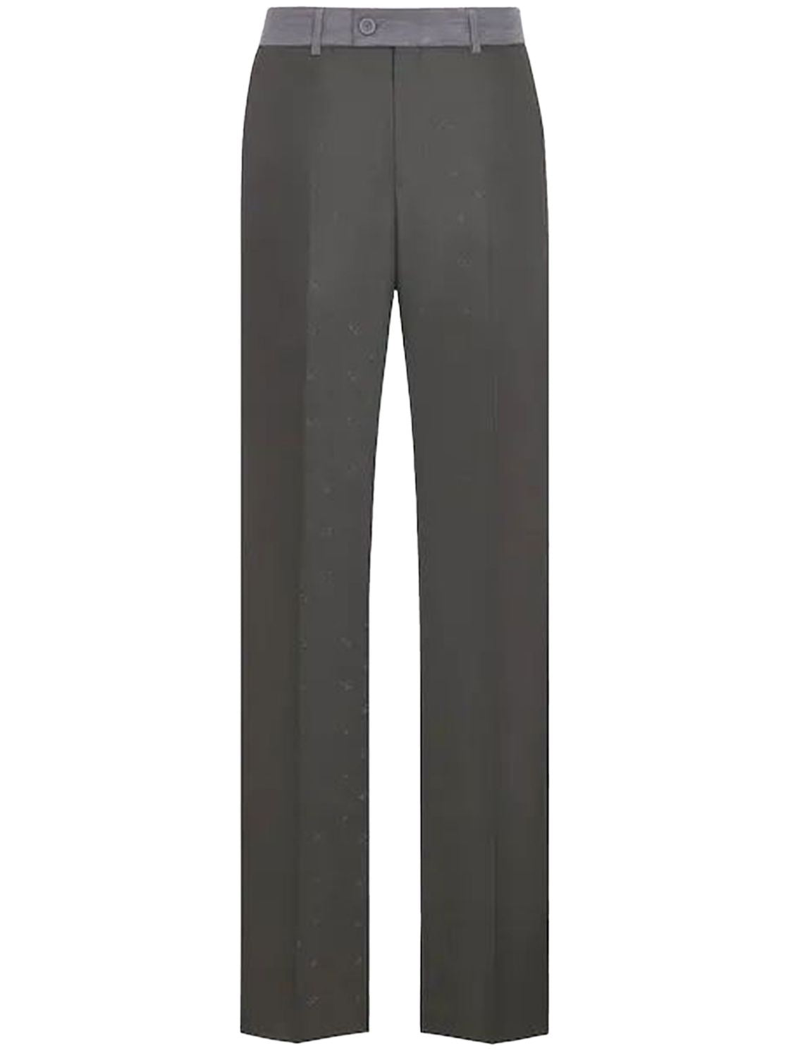 Dior Dark Grey Technical Canvas Pants With Jacquard Cd Motif And Contrast Bands In Black