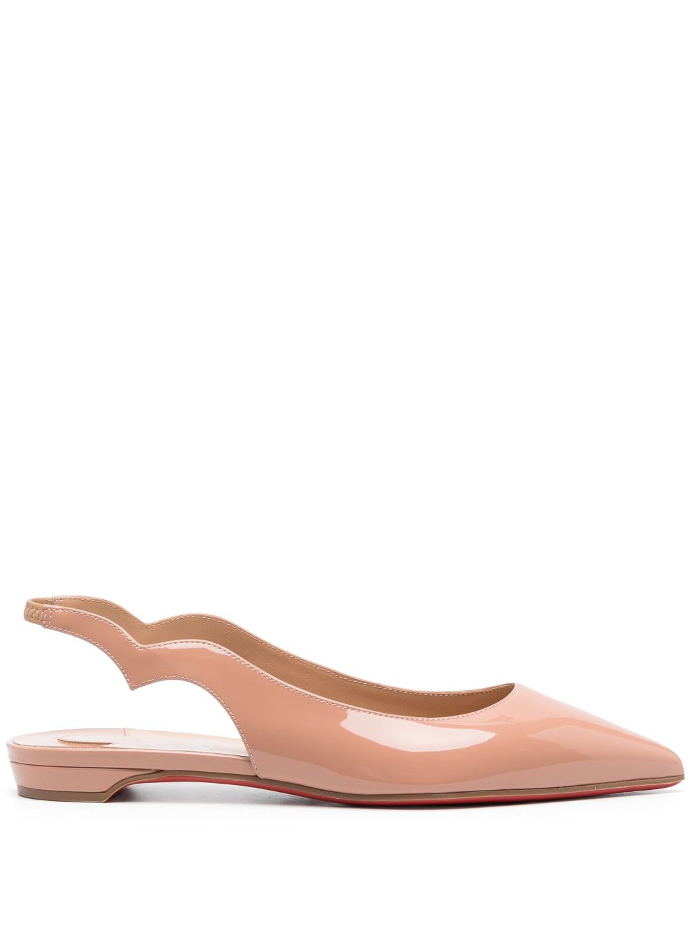 Christian Louboutin Powder Pink Leather Ballerina Flats For Women In Neutral